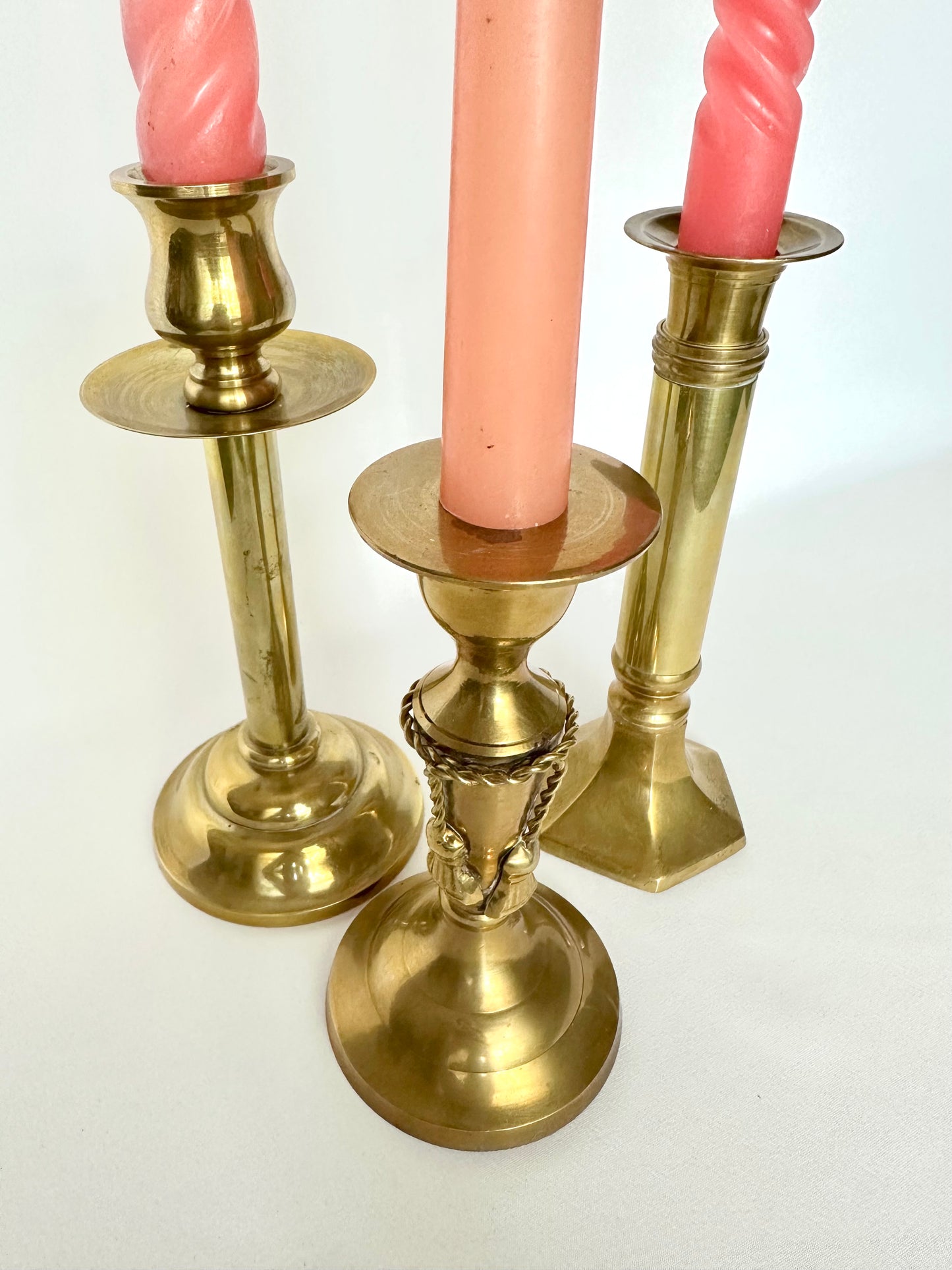 Elina Brass Candlestick Holder Set