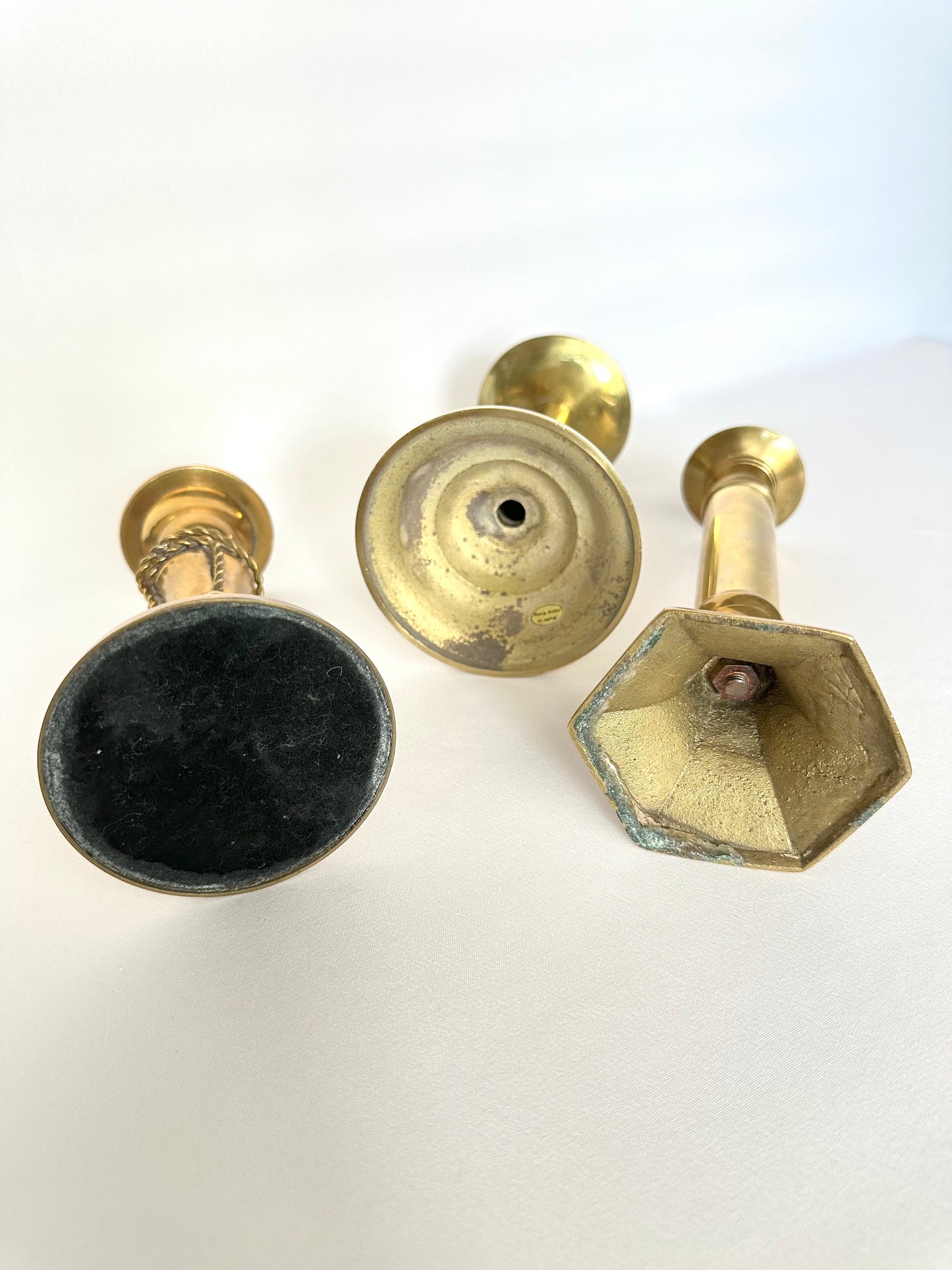 Elina Brass Candlestick Holder Set