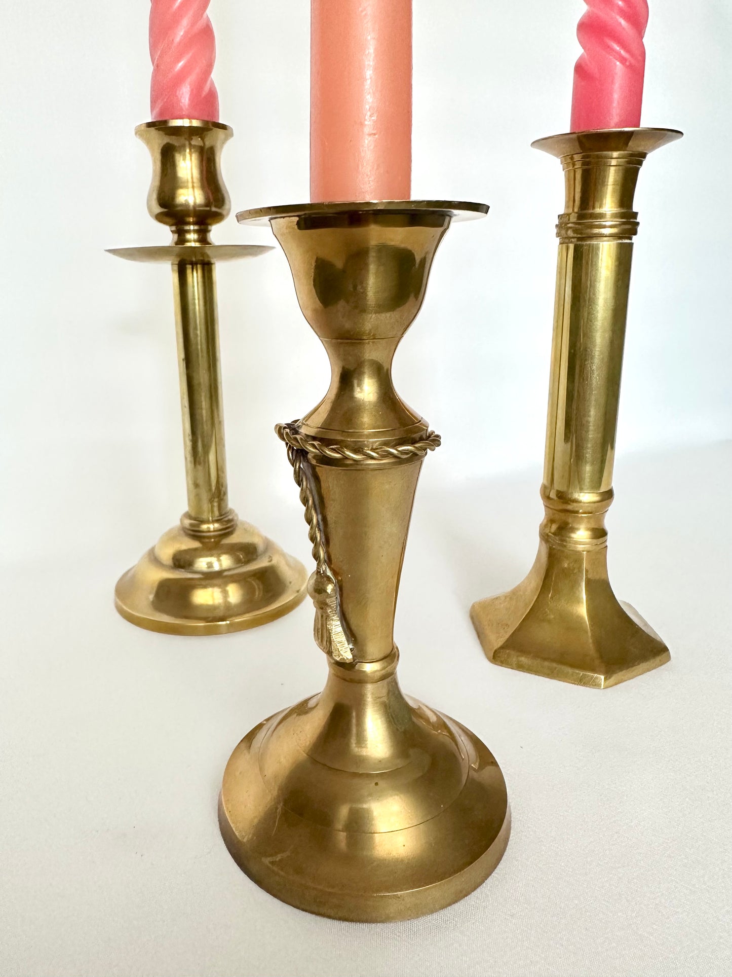 Elina Brass Candlestick Holder Set
