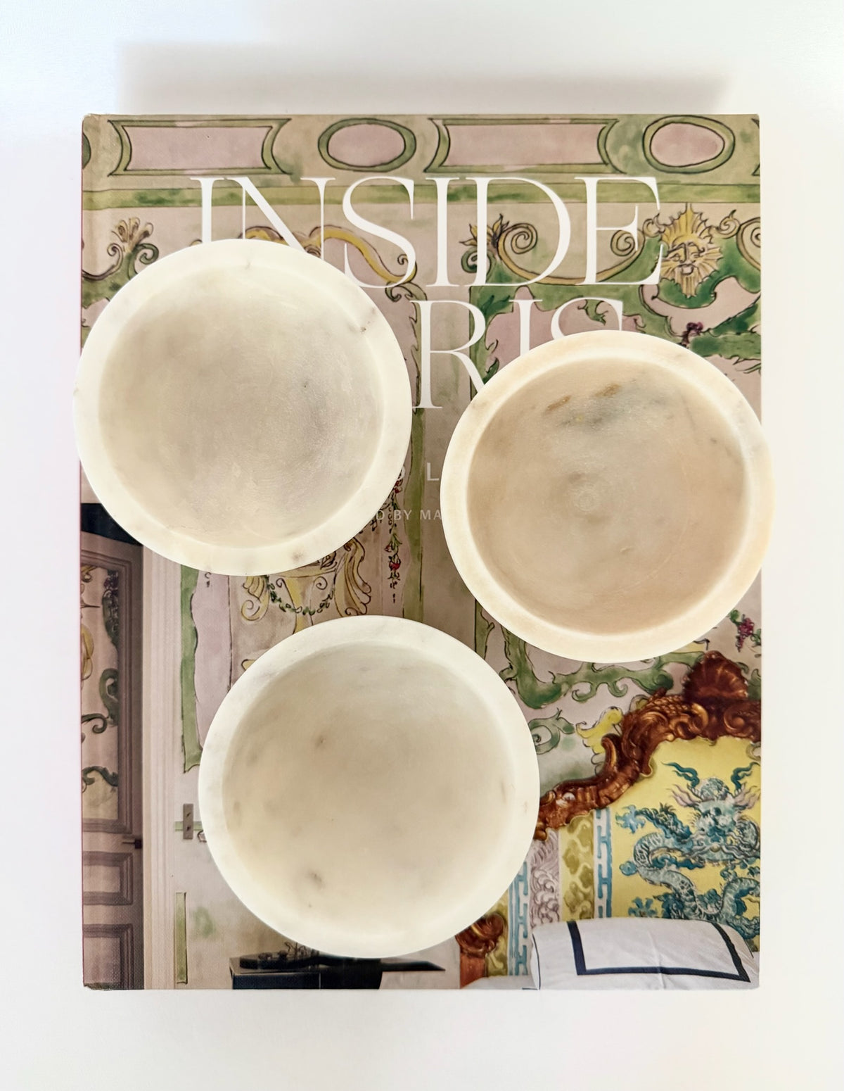 vintage small marble serving or decorative bowls set of three