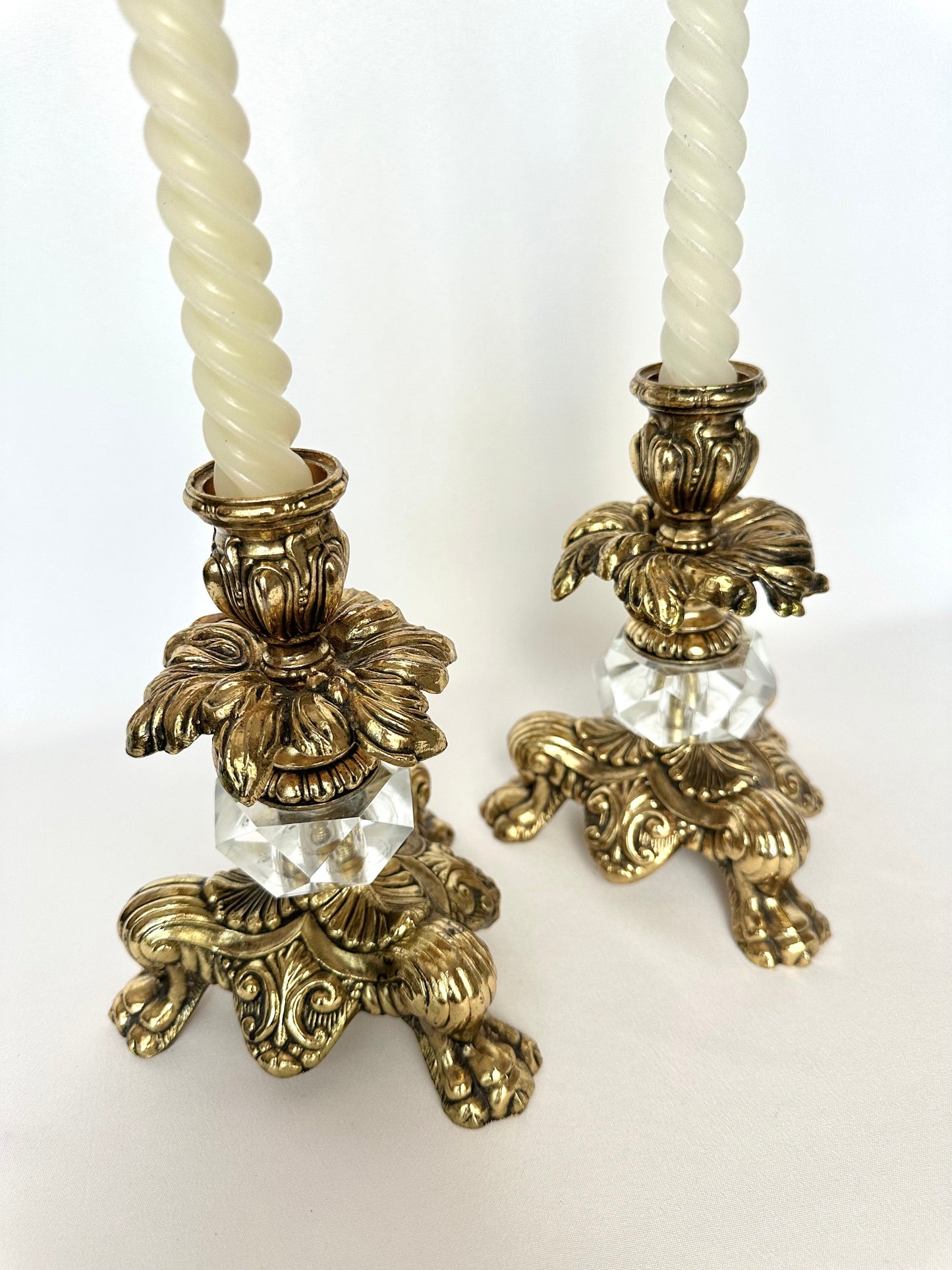 Faustine Brass & Crystal Candlestick Holders