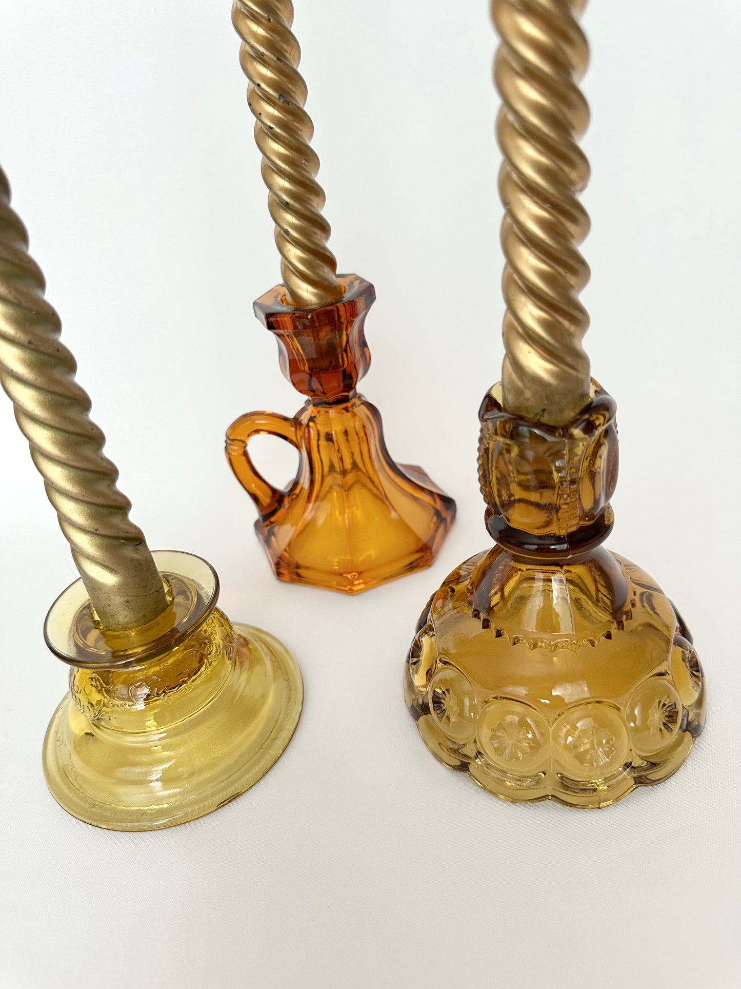 Amber Mixed Candlestick Holder Set