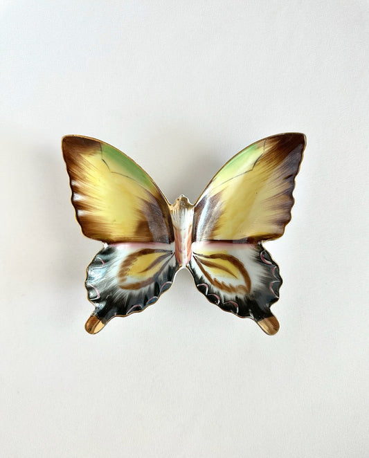 vintage hand painted butterfly trinket dish