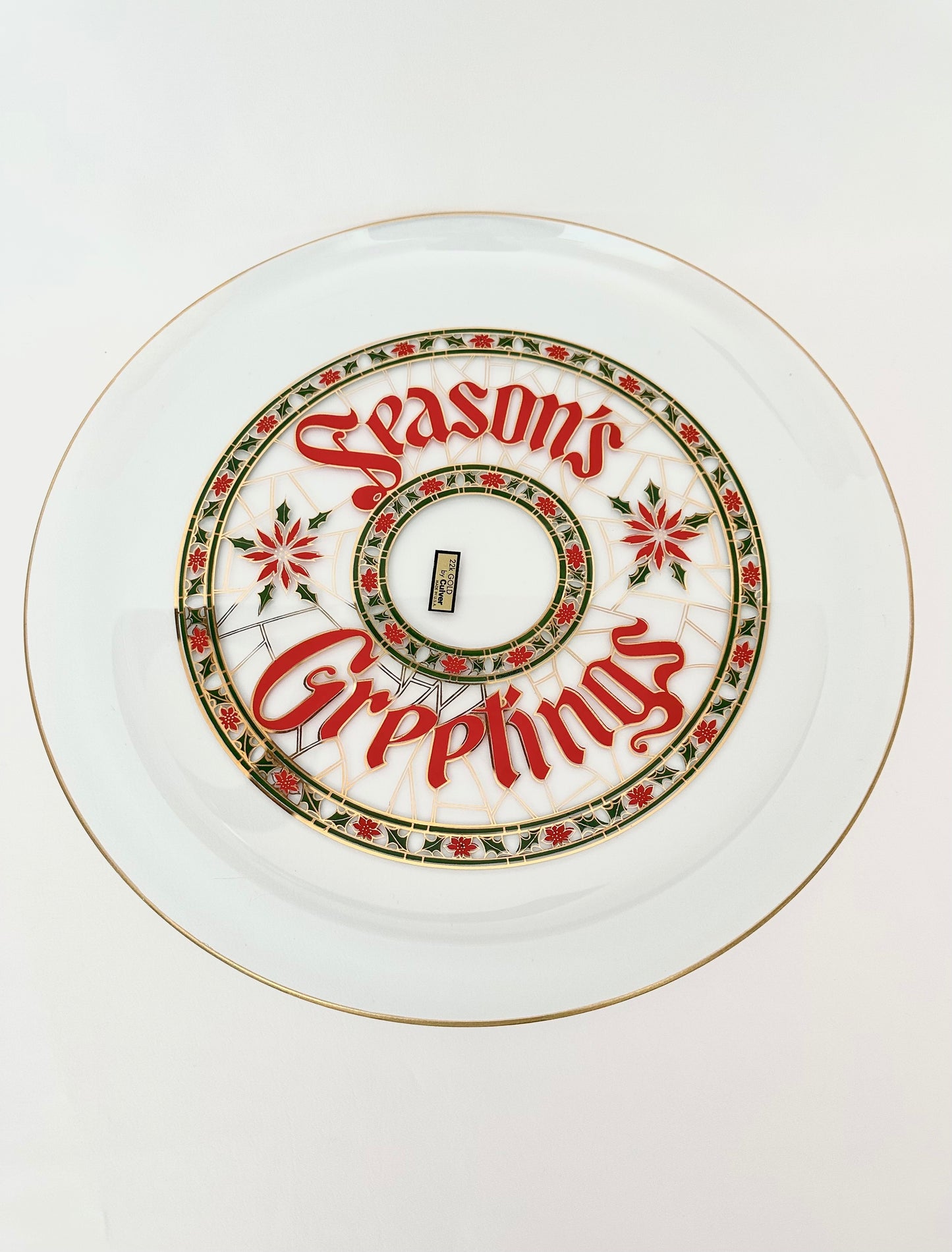 Seasons Greetings Large Glass Tray