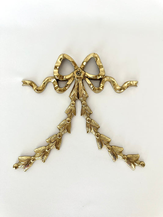 vintage gold brass bow wall plaque
