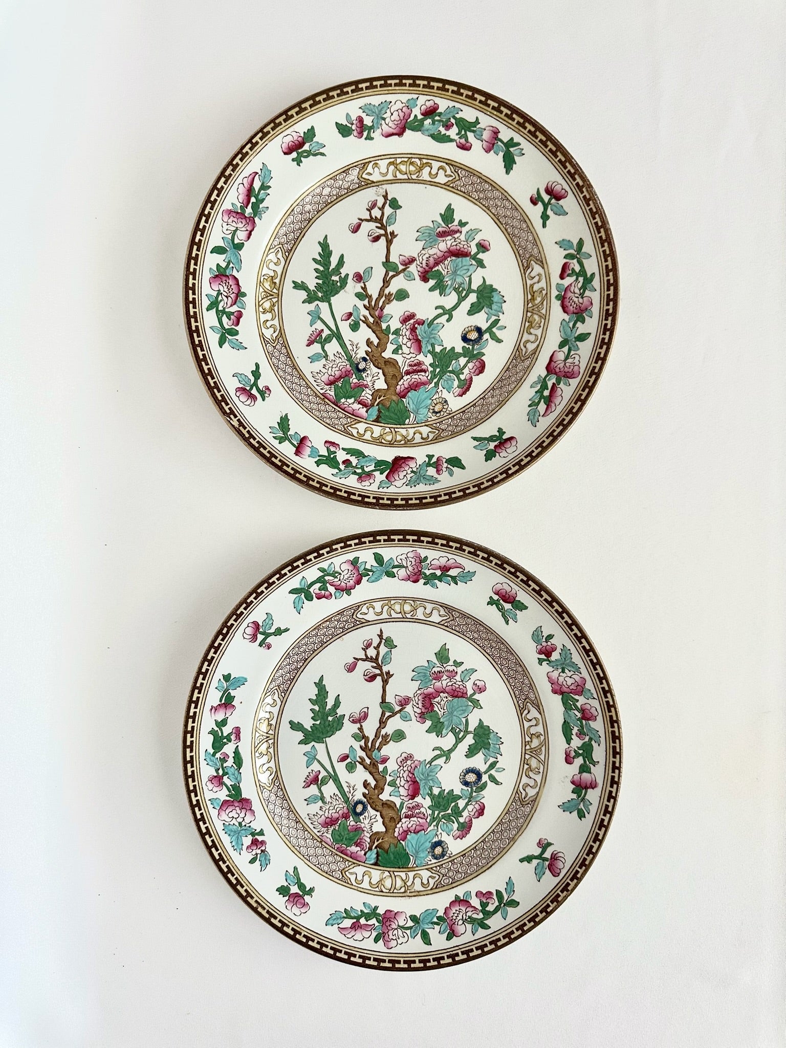 vintage Indian Tree patterned decorative plates set of two