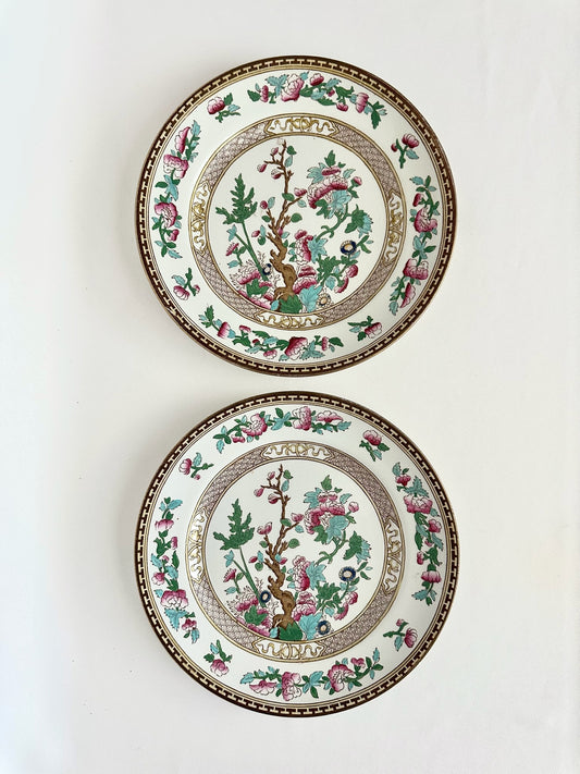 vintage Indian Tree patterned decorative plates set of two