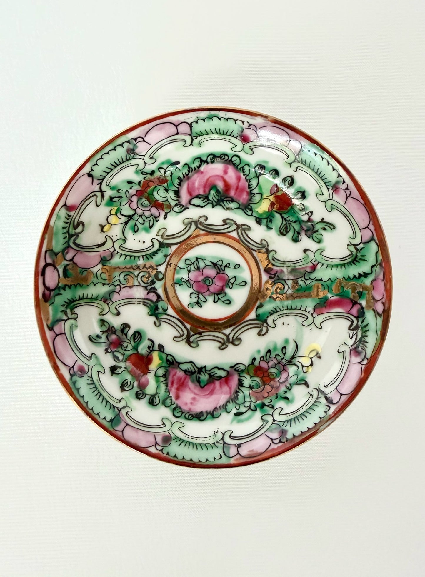 Peony Rose Canton Trinket Dish Pair