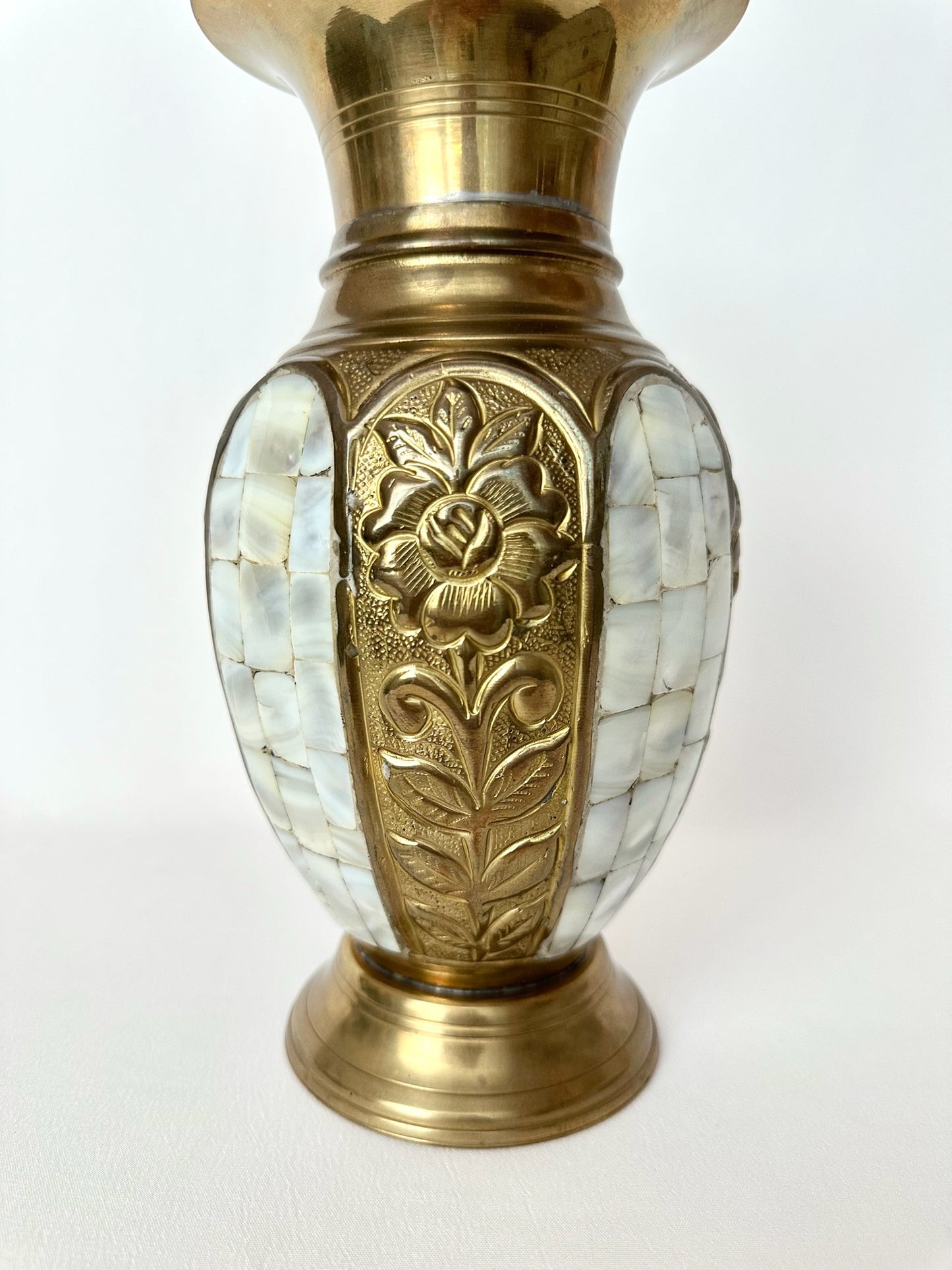 Leonett Mother of Pearl Brass Vase