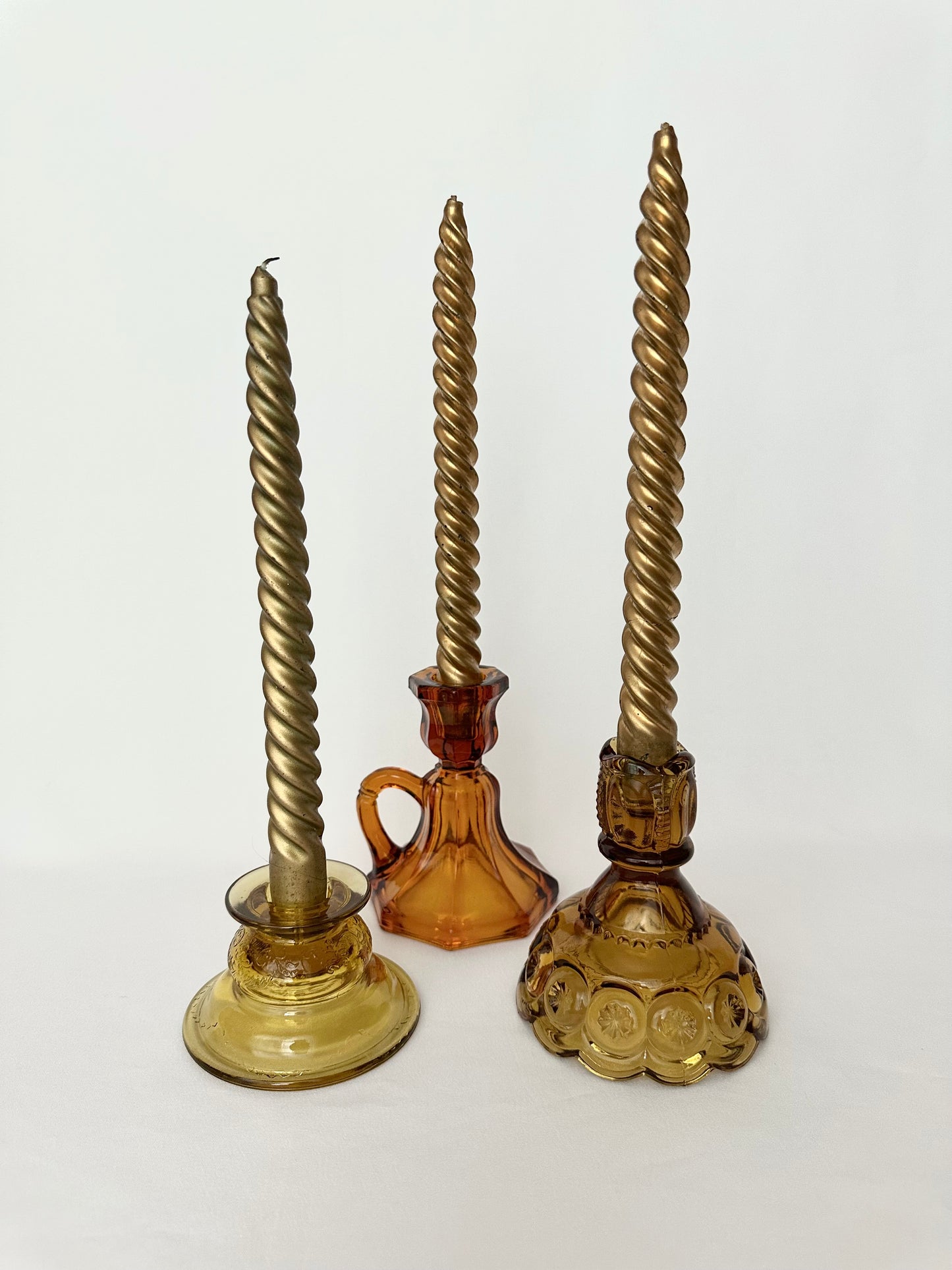 Amber Mixed Candlestick Holder Set