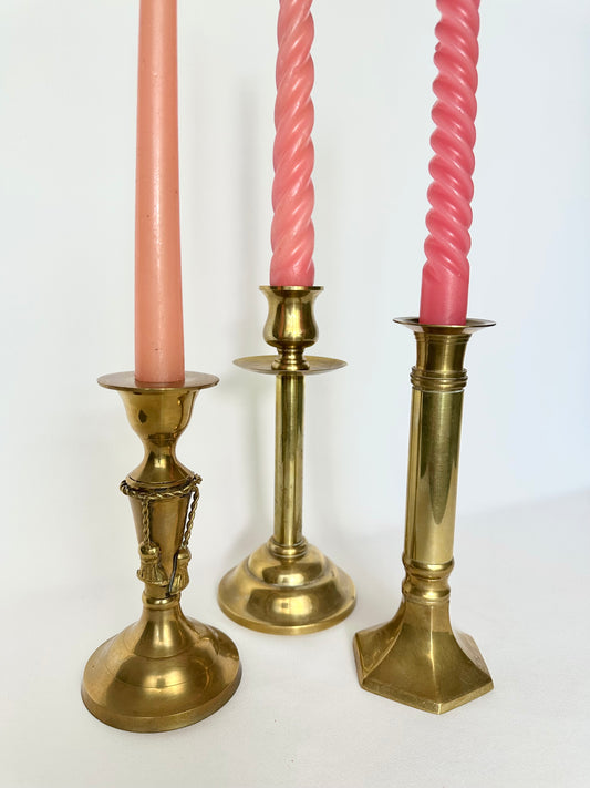Elina Brass Candlestick Holder Set