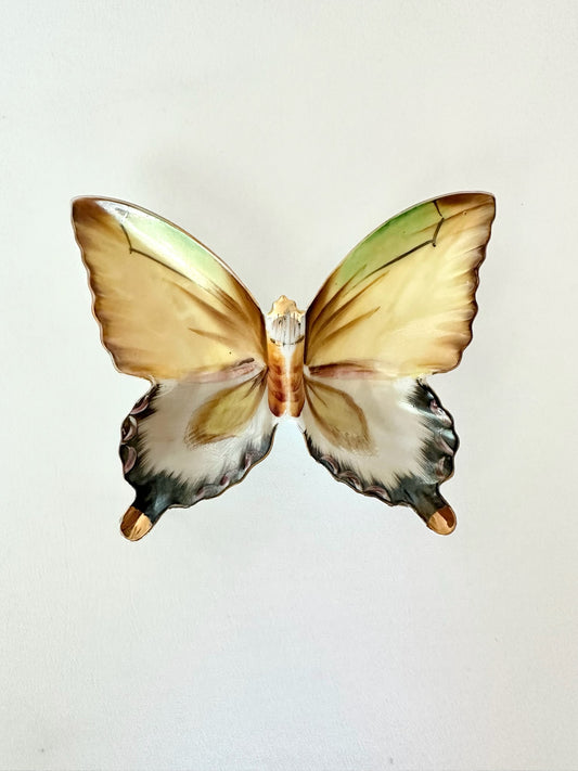 vintage hand painted butterfly trinket dish