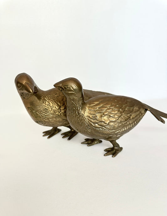 Vintage brass pheasant figurines set of two.