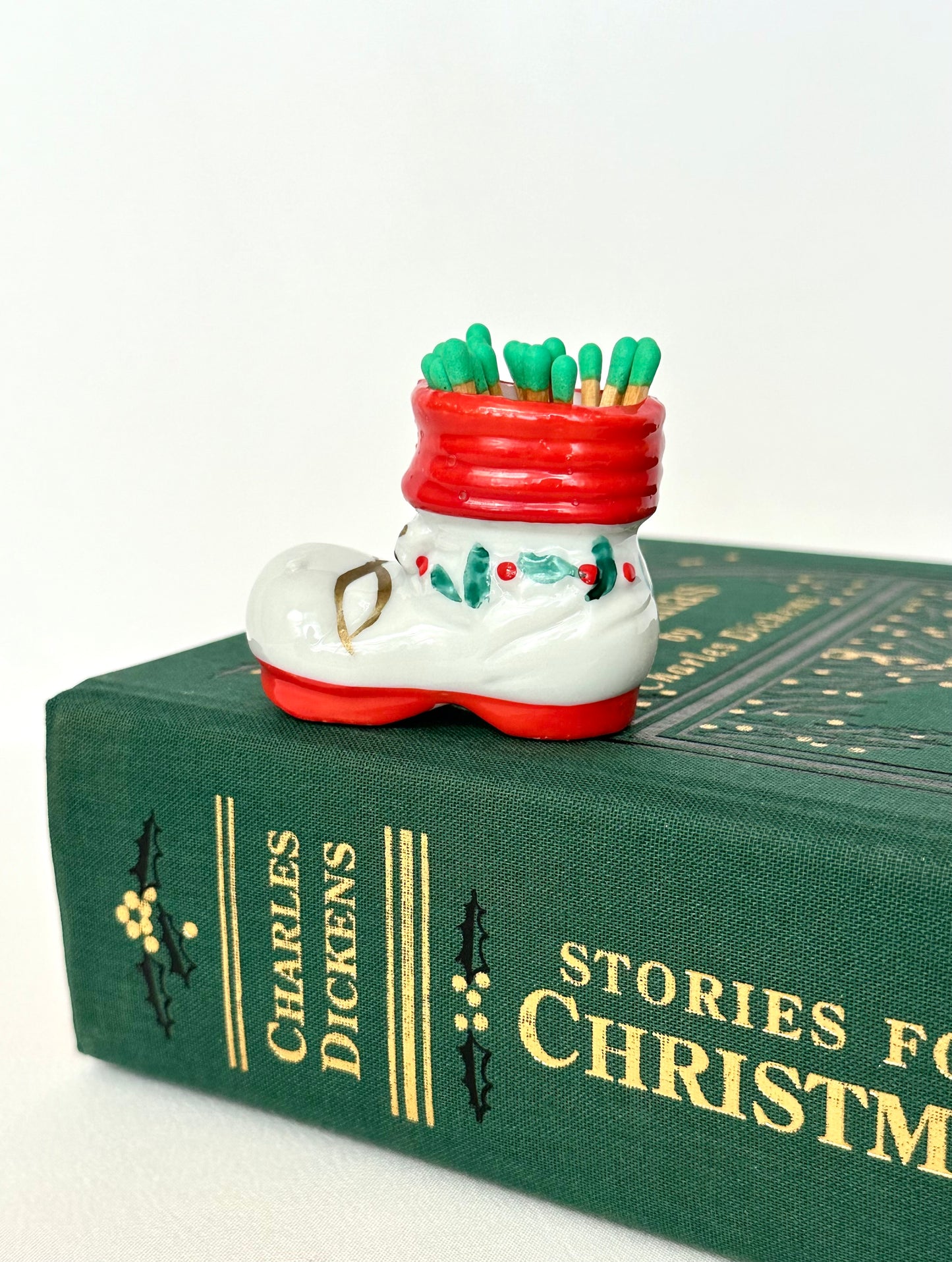 Jolly Santa Boot Matchstick Vessel