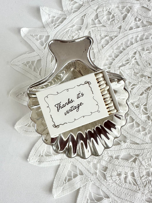 vintage silver-plate Tiffany shell dish and match box set