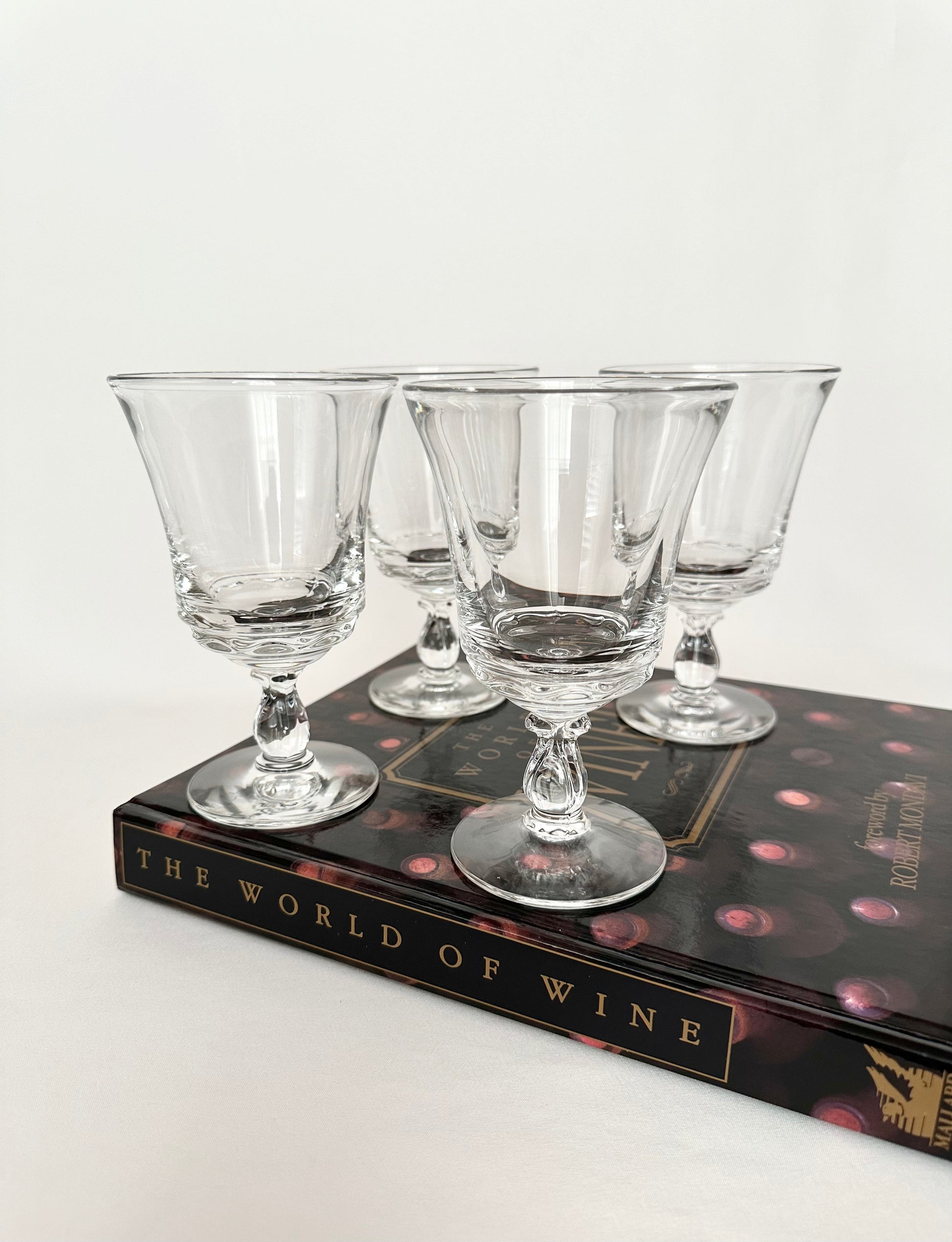 Classic vintage heavy crystal wine goblets set of four. 