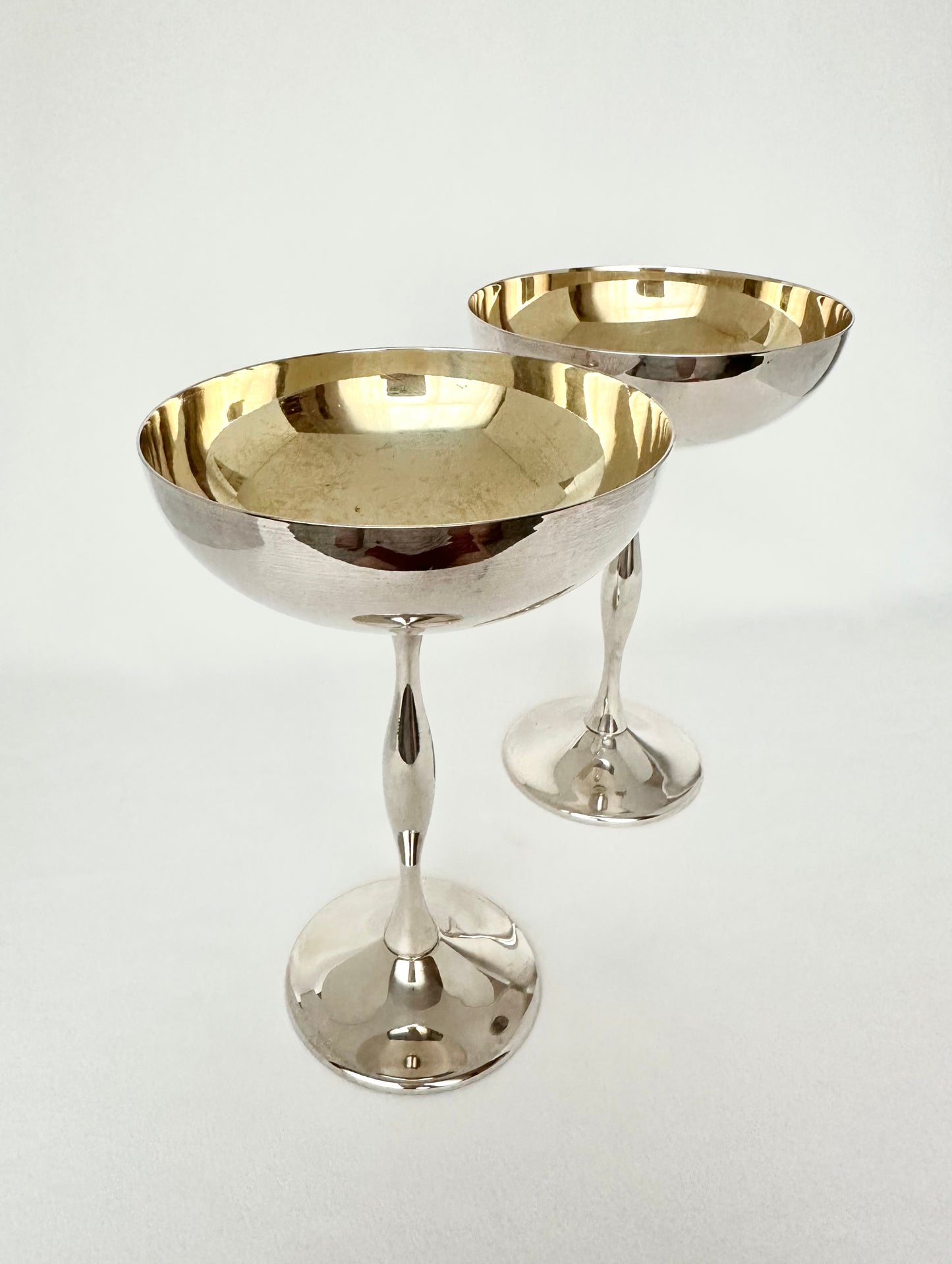 Vintage silverplate coupes set of two.