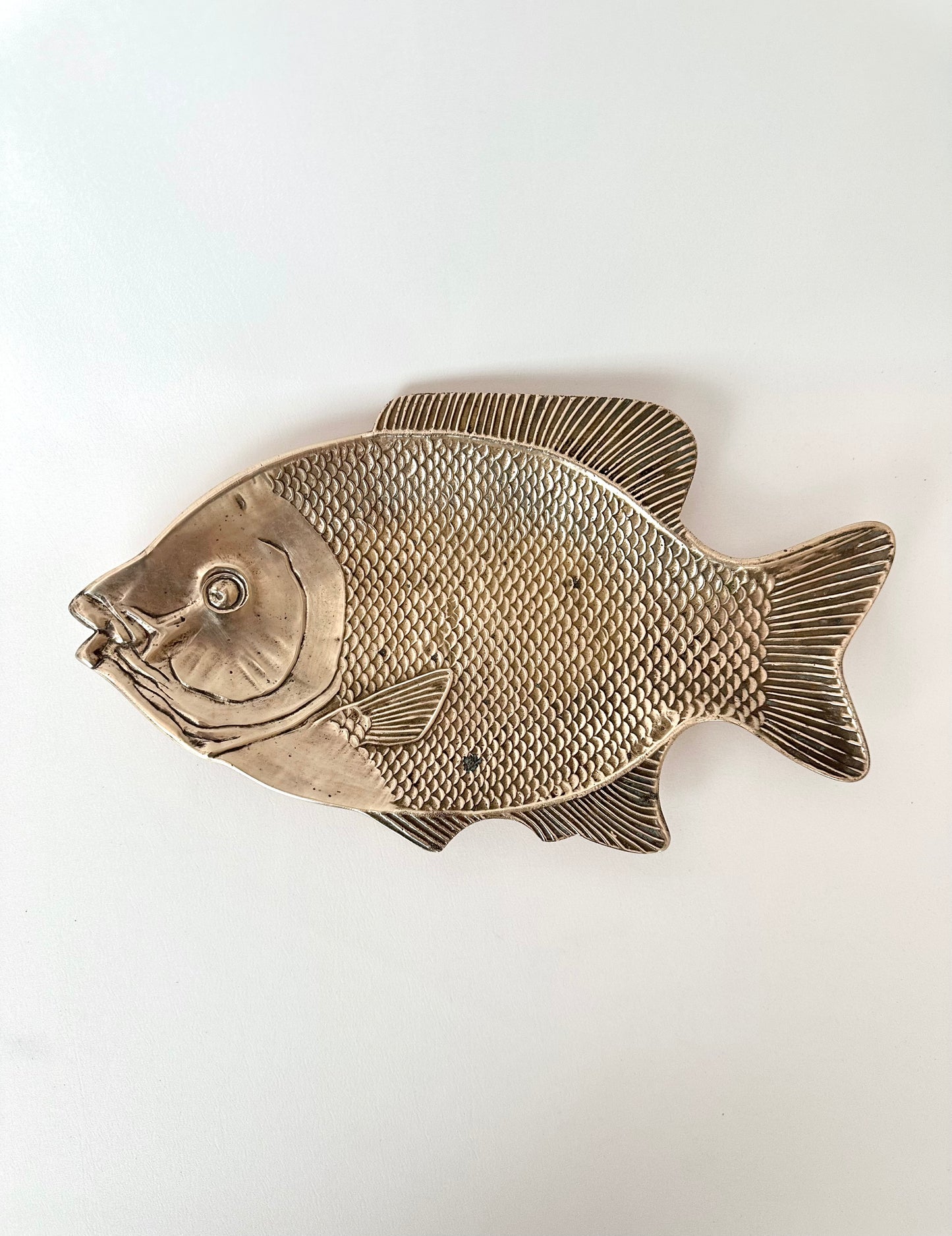 Vintage brass fish shaped platter or decorative dish