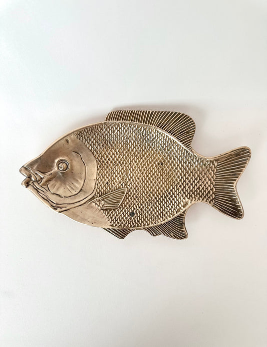 Vintage brass fish shaped platter or decorative dish
