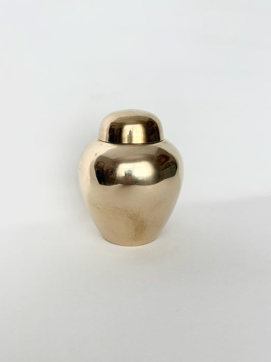vintage small brass ginger jar with domed lid