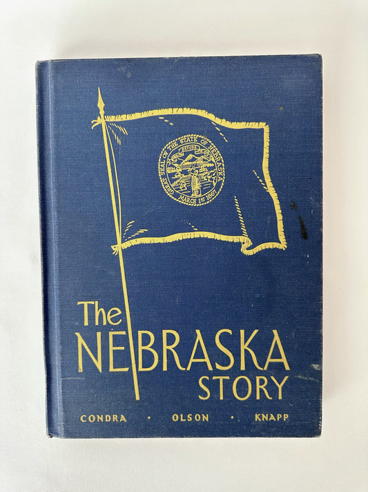 Vintage blue covered book about the history of Nebraska as of 1951