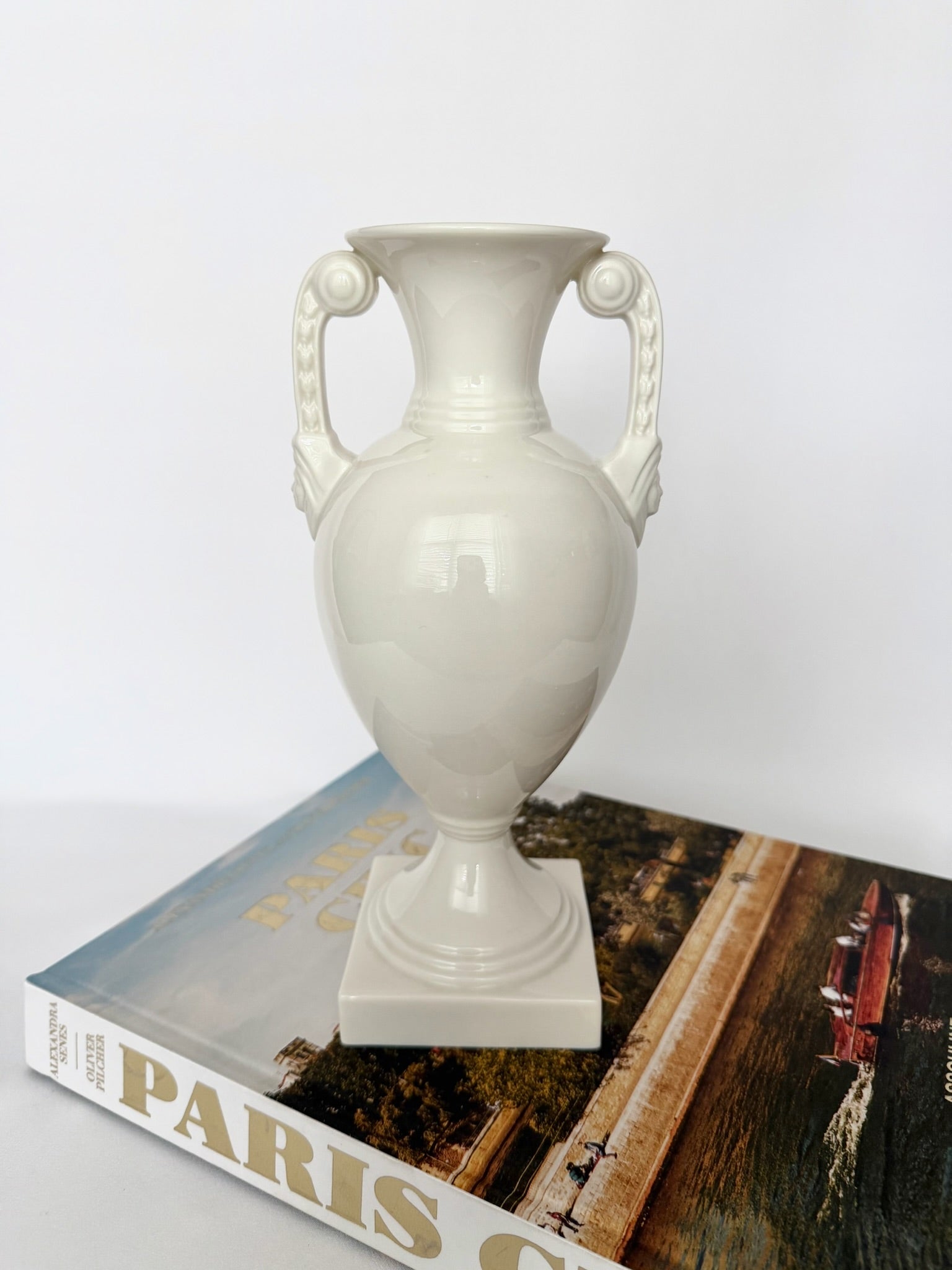 vintage bone china urn or trophy style vase with handles by lenox