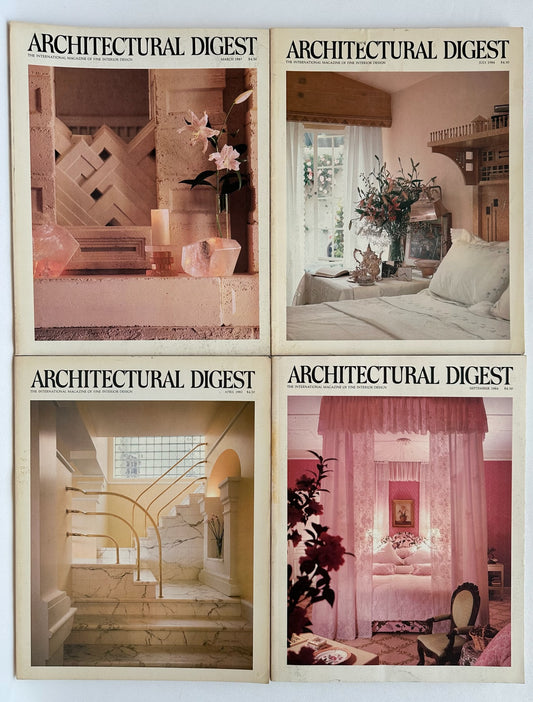 vintage Architectural Digest magazine stack of four from the 1980's