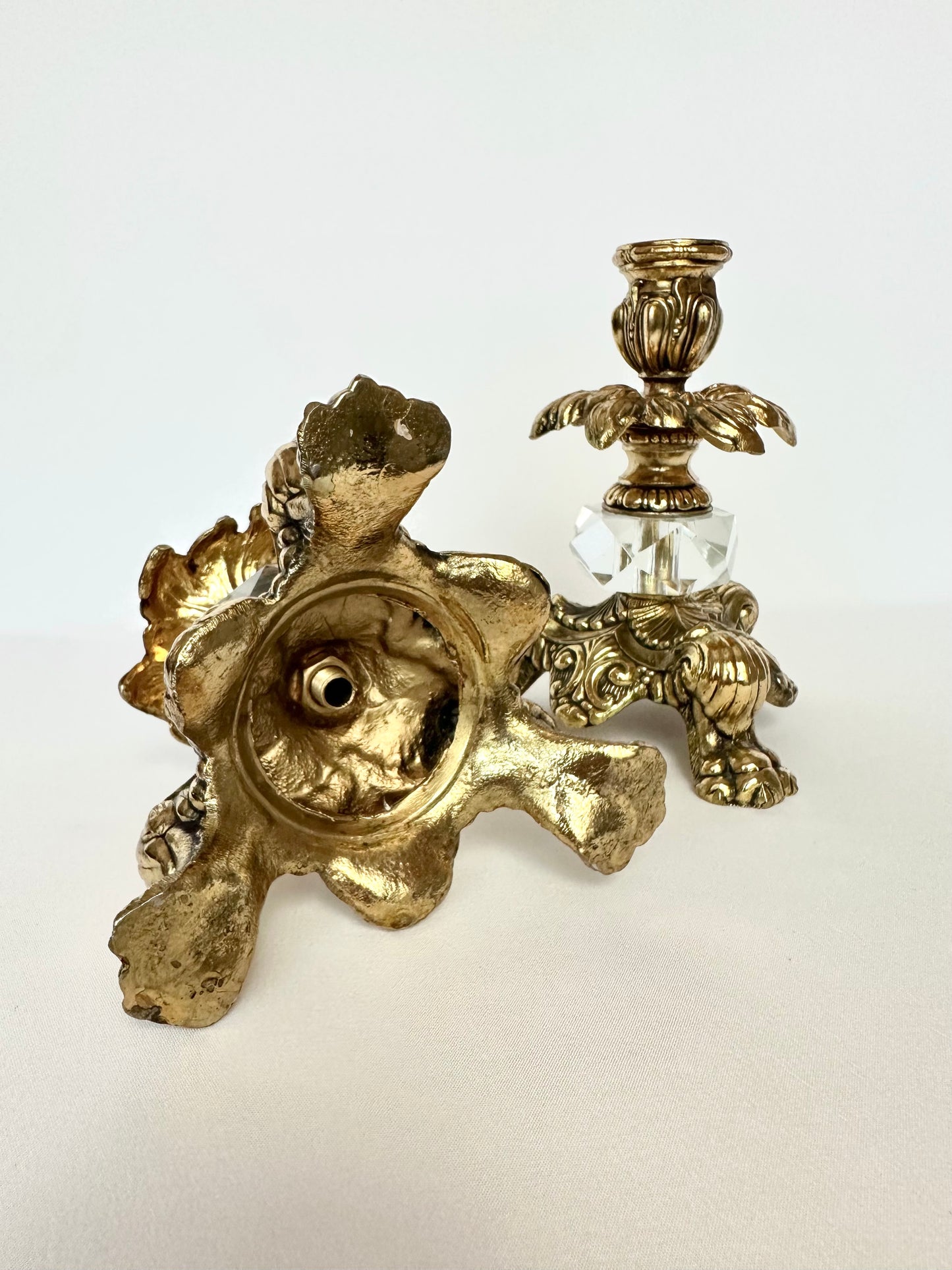 Faustine Brass & Crystal Candlestick Holders