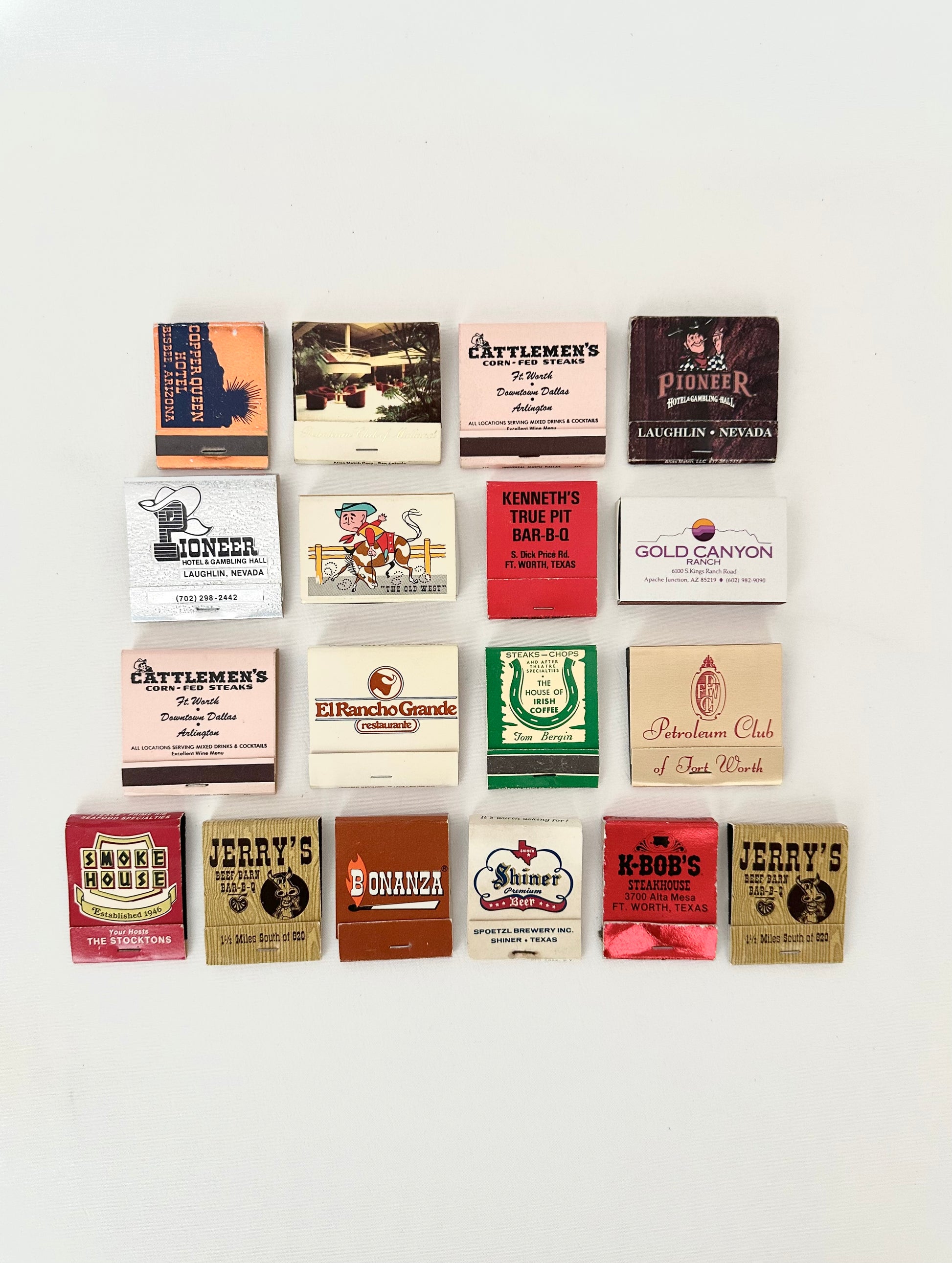 Collection of 18 vintage matchbooks and matchboxes of a western theme 