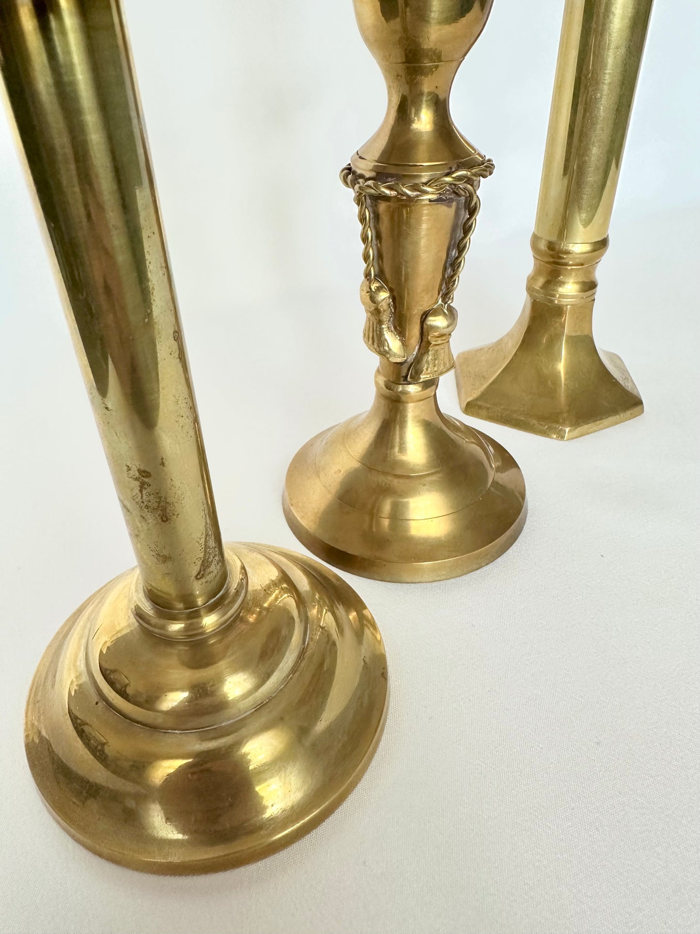 Elina Brass Candlestick Holder Set