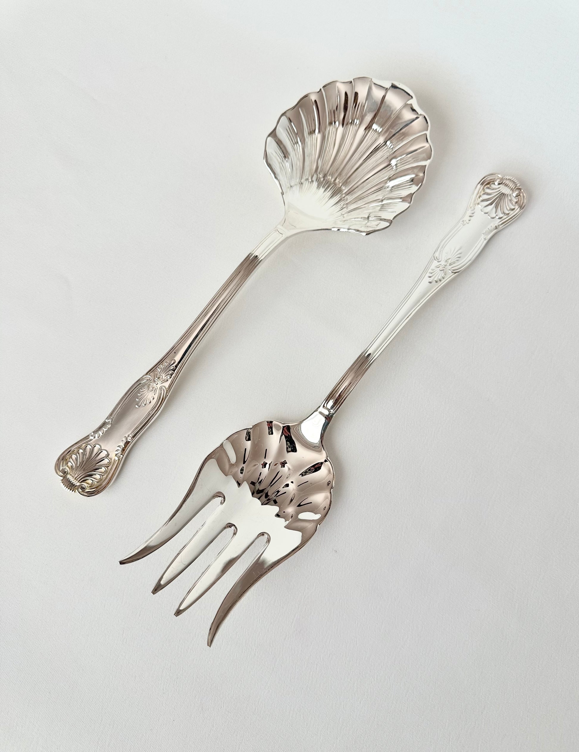 Vintage silverplate fork and spoon serving or hostess set. Sheffield 