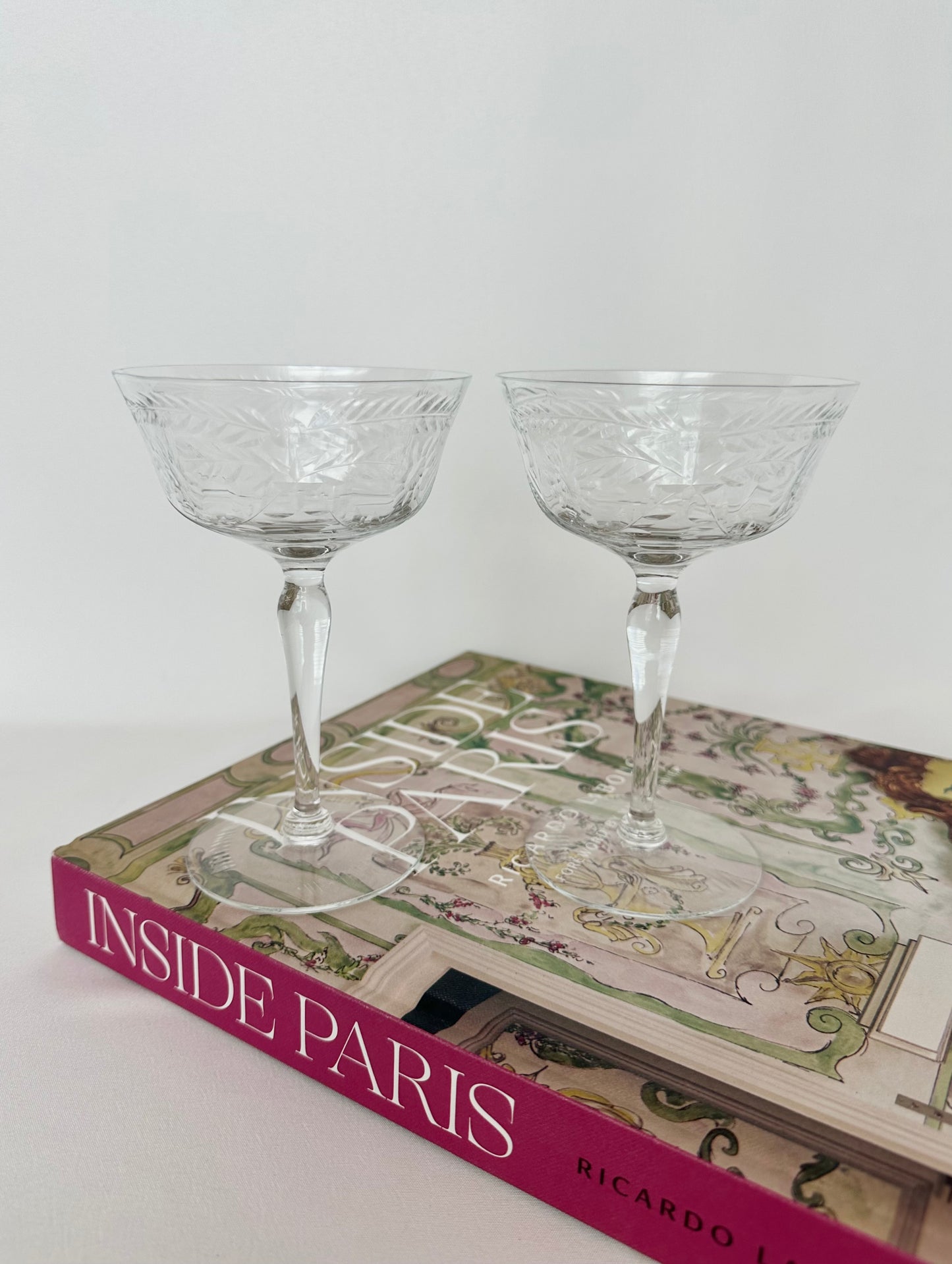 Wisteria Embossed Crystal Coupes