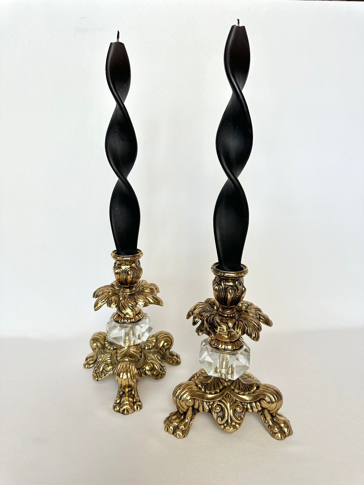 Faustine Brass & Crystal Candlestick Holders