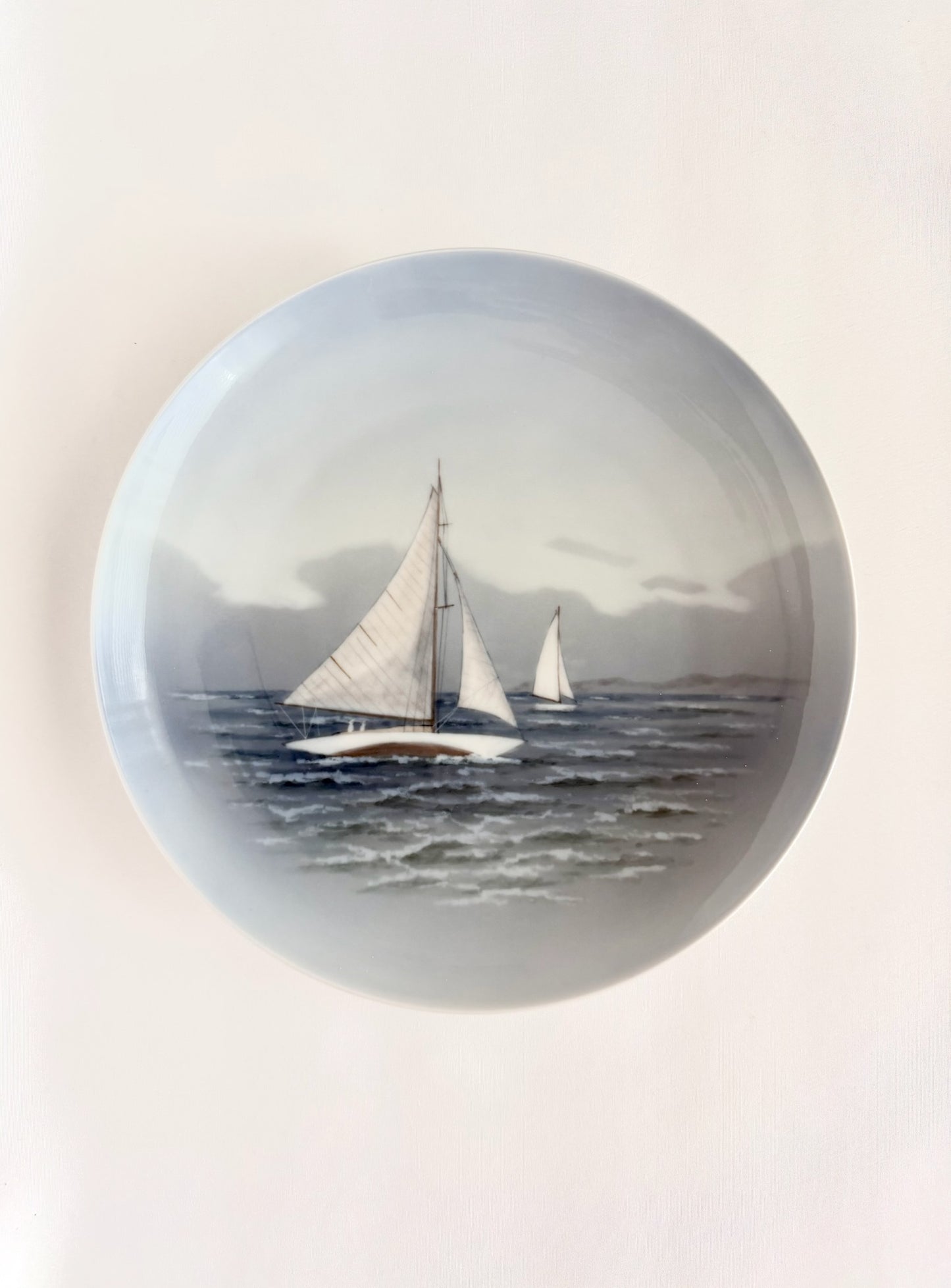vintage porcelain sailboat decorative plate by Royal Copenhagen