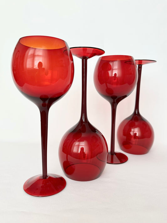 Ruby Wine Goblets