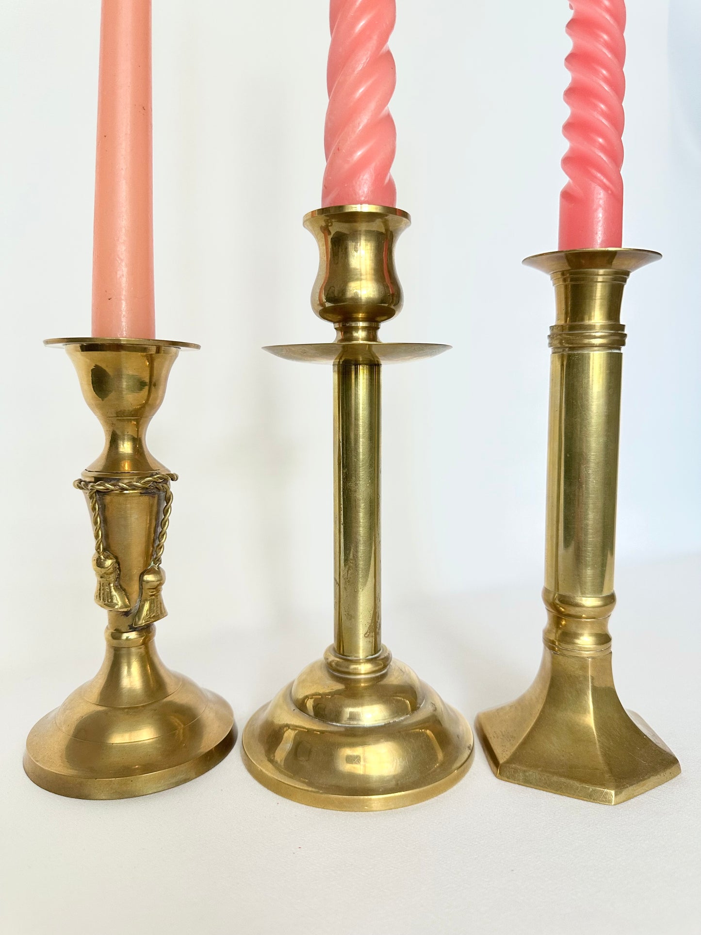 Elina Brass Candlestick Holder Set