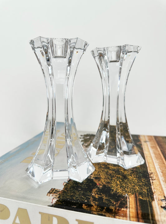 Vintage crystal deco style candlesticks set of two by Lenox