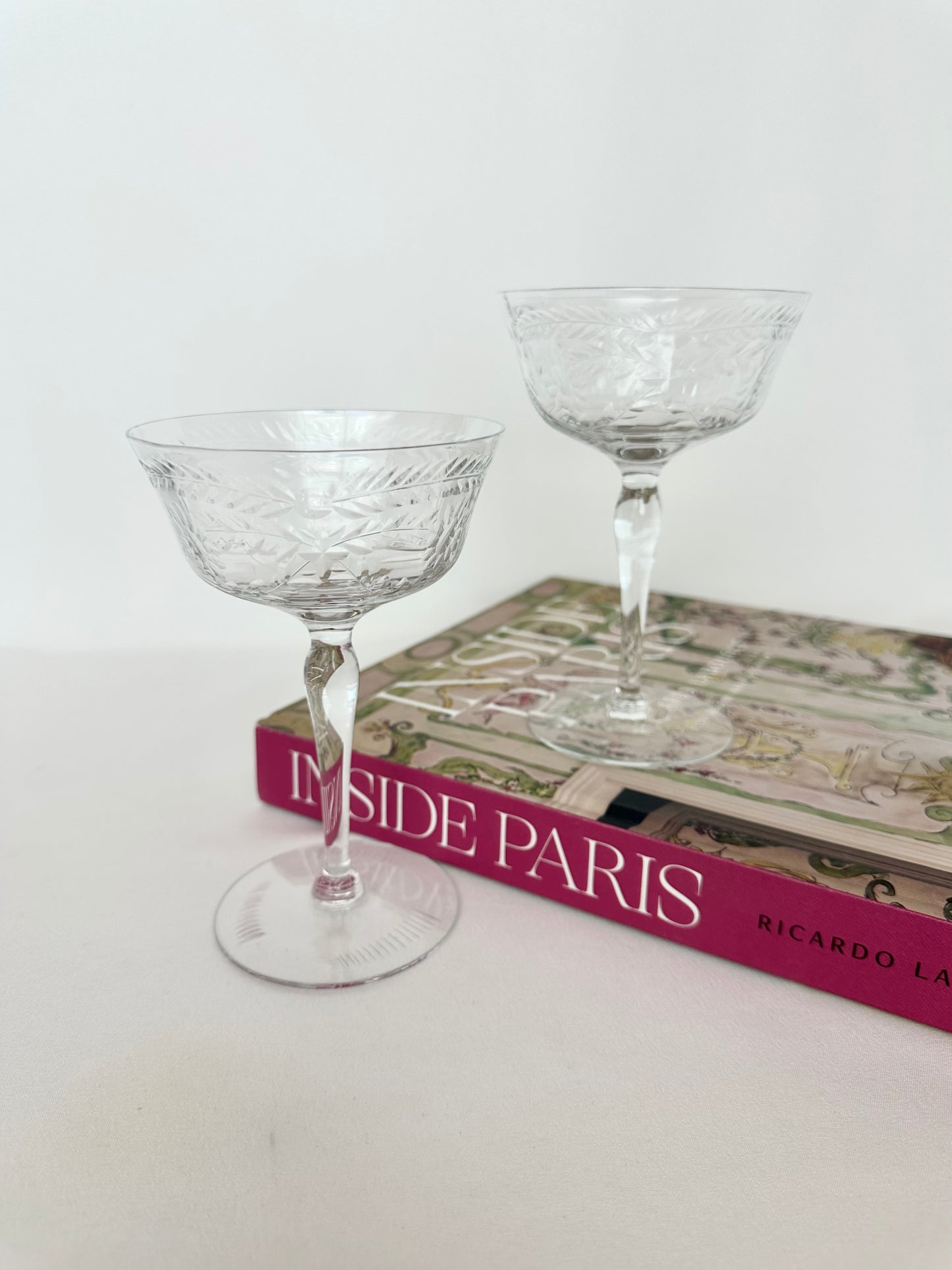 Wisteria Embossed Crystal Coupes