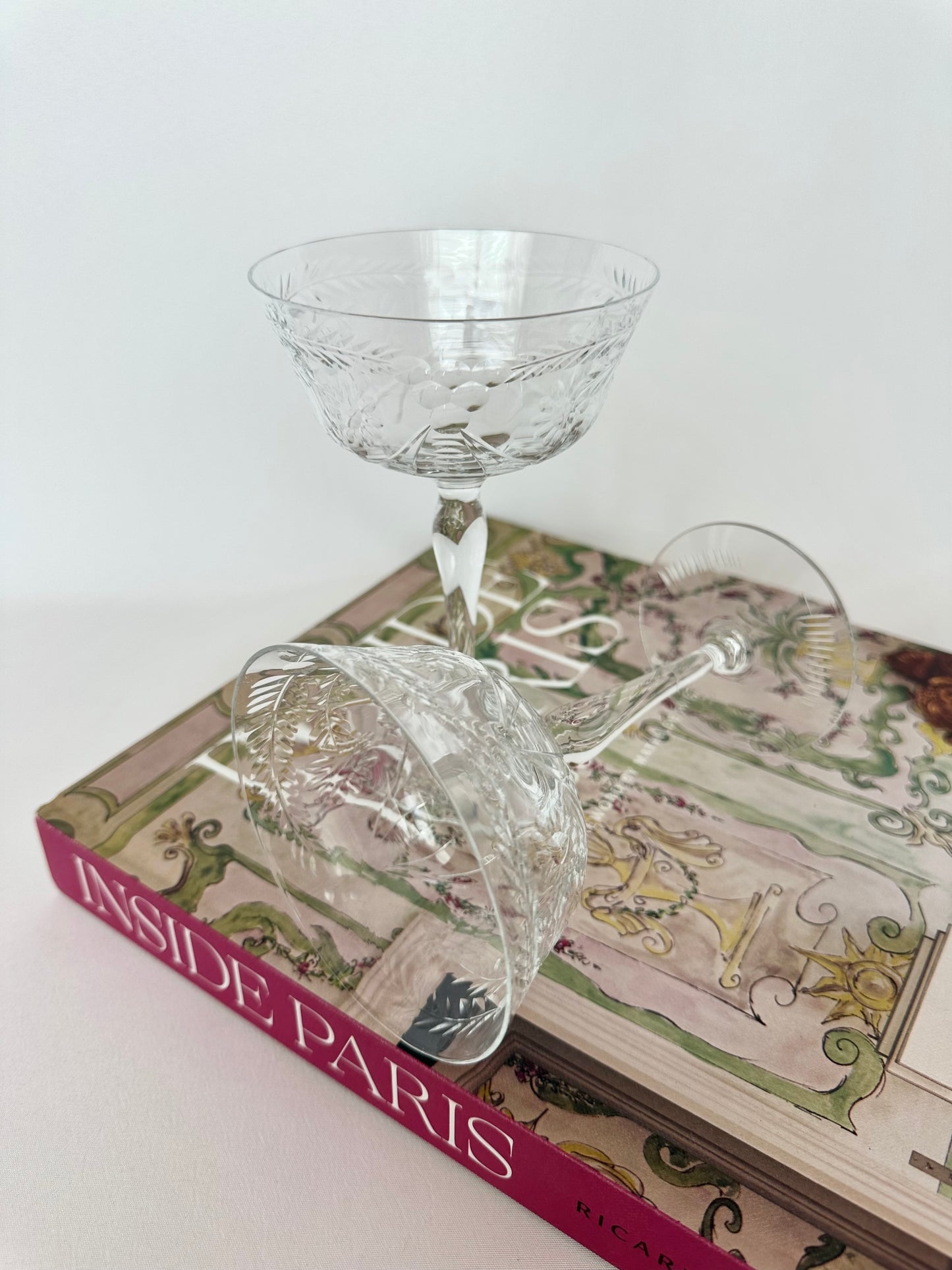 Wisteria Embossed Crystal Coupes