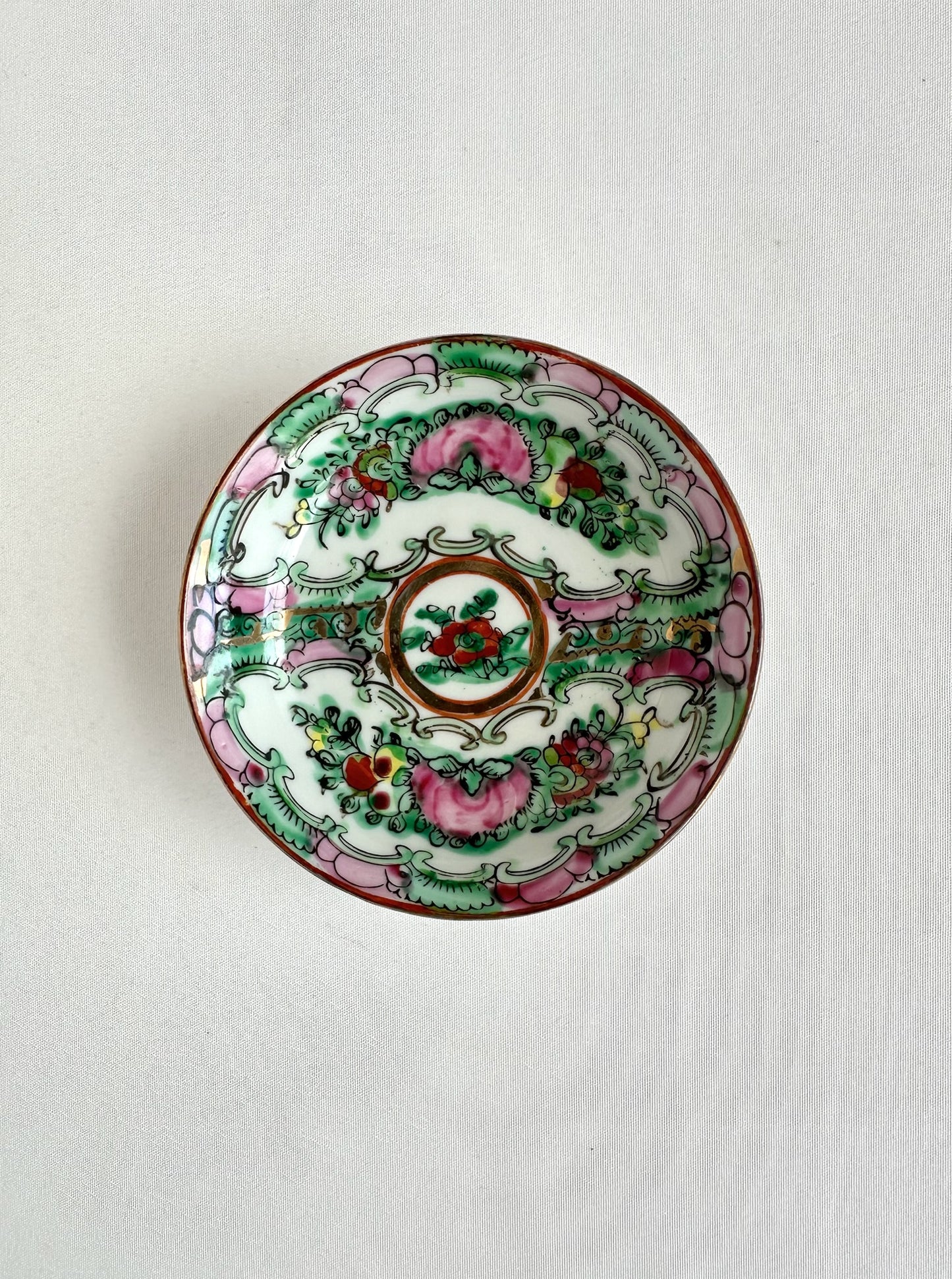 Peony Rose Canton Trinket Dish Pair