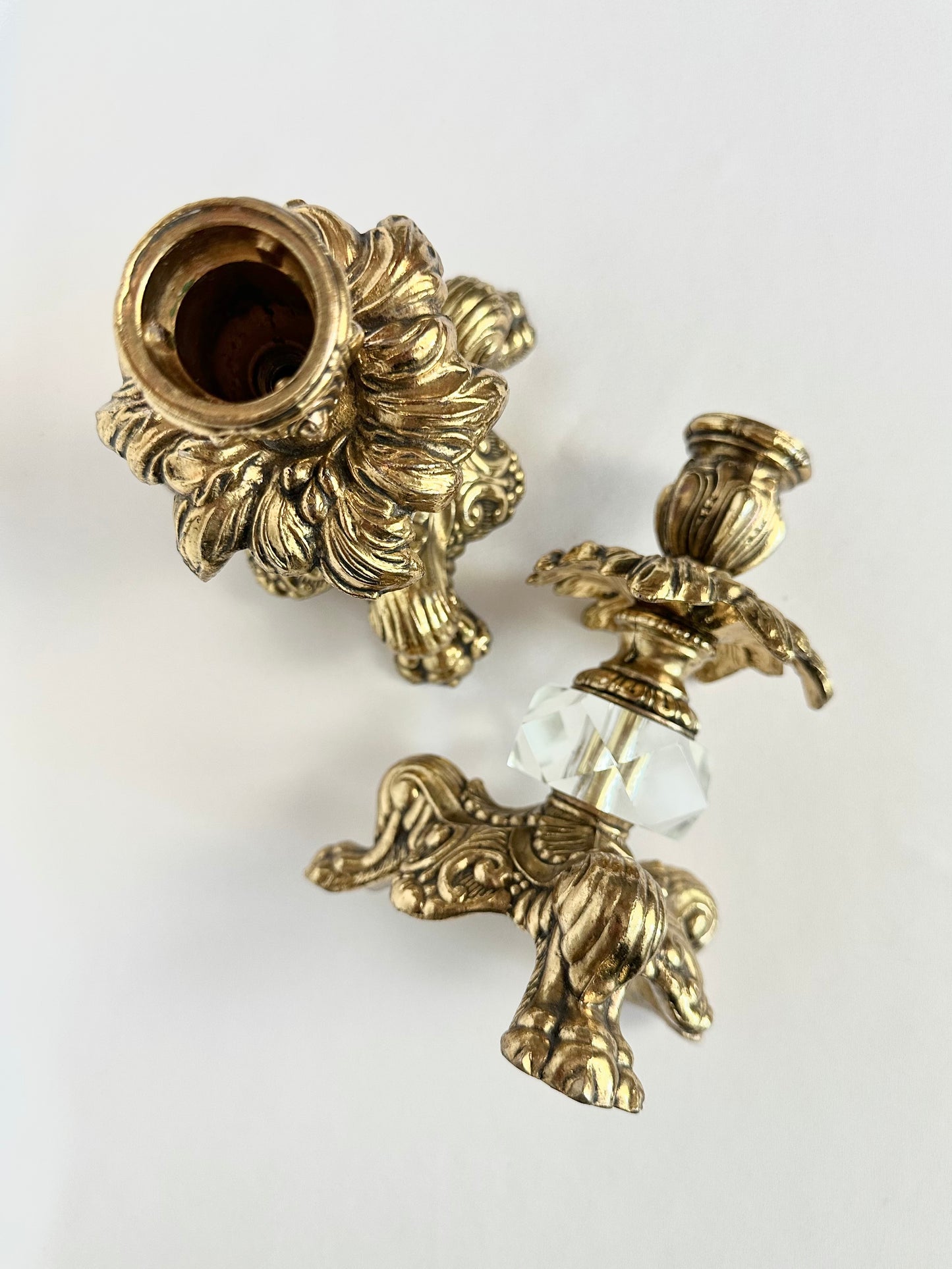 Faustine Brass & Crystal Candlestick Holders