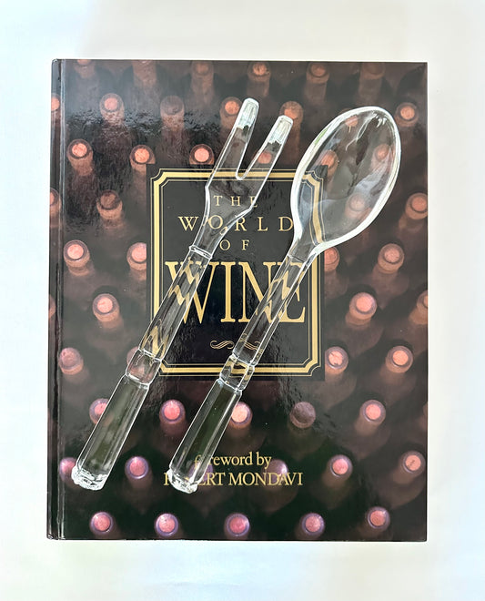 Vintage cut glass salad serving set of fork and spoon.