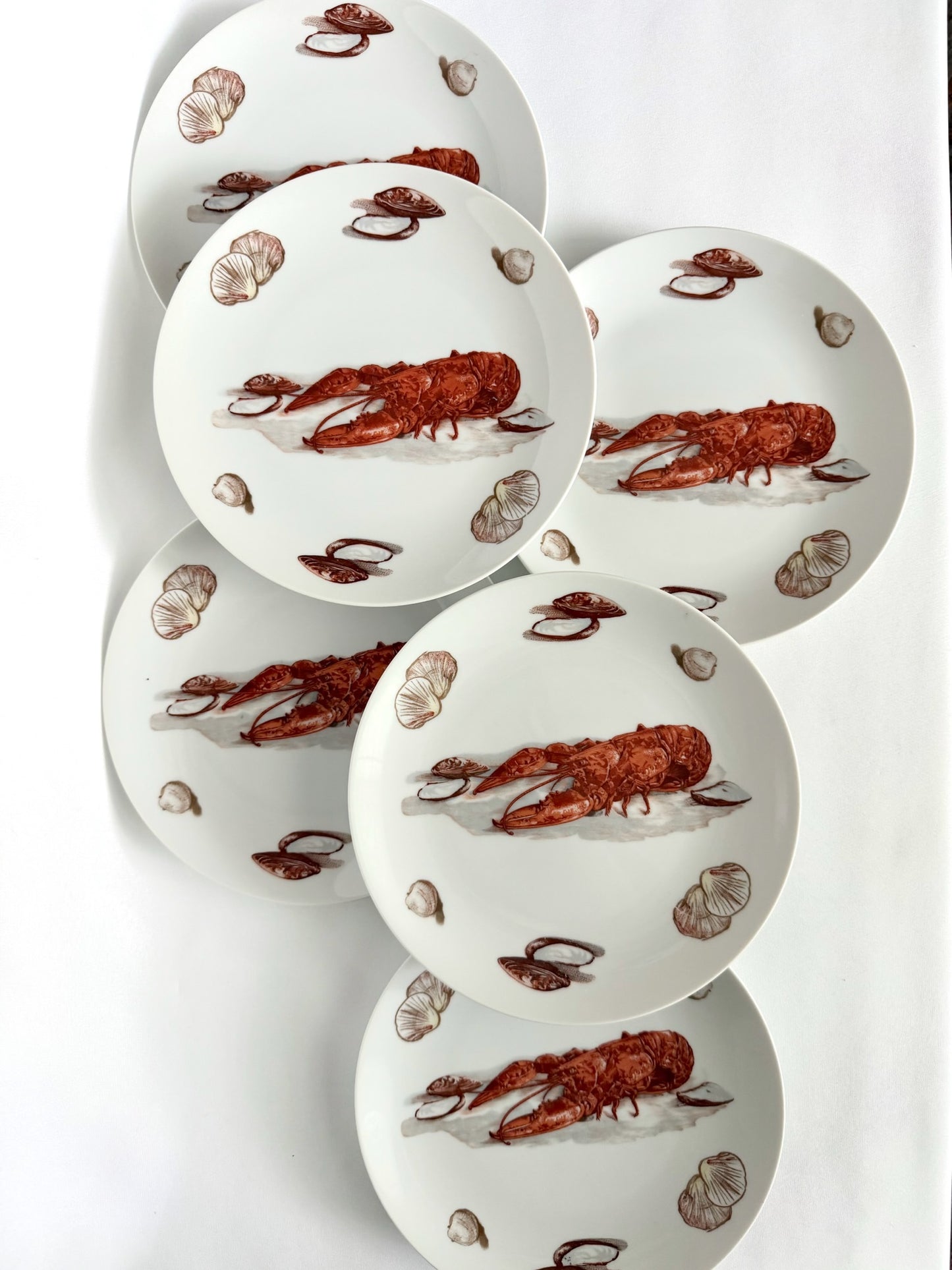 vintage salad plates set of six with lobsters and seashells