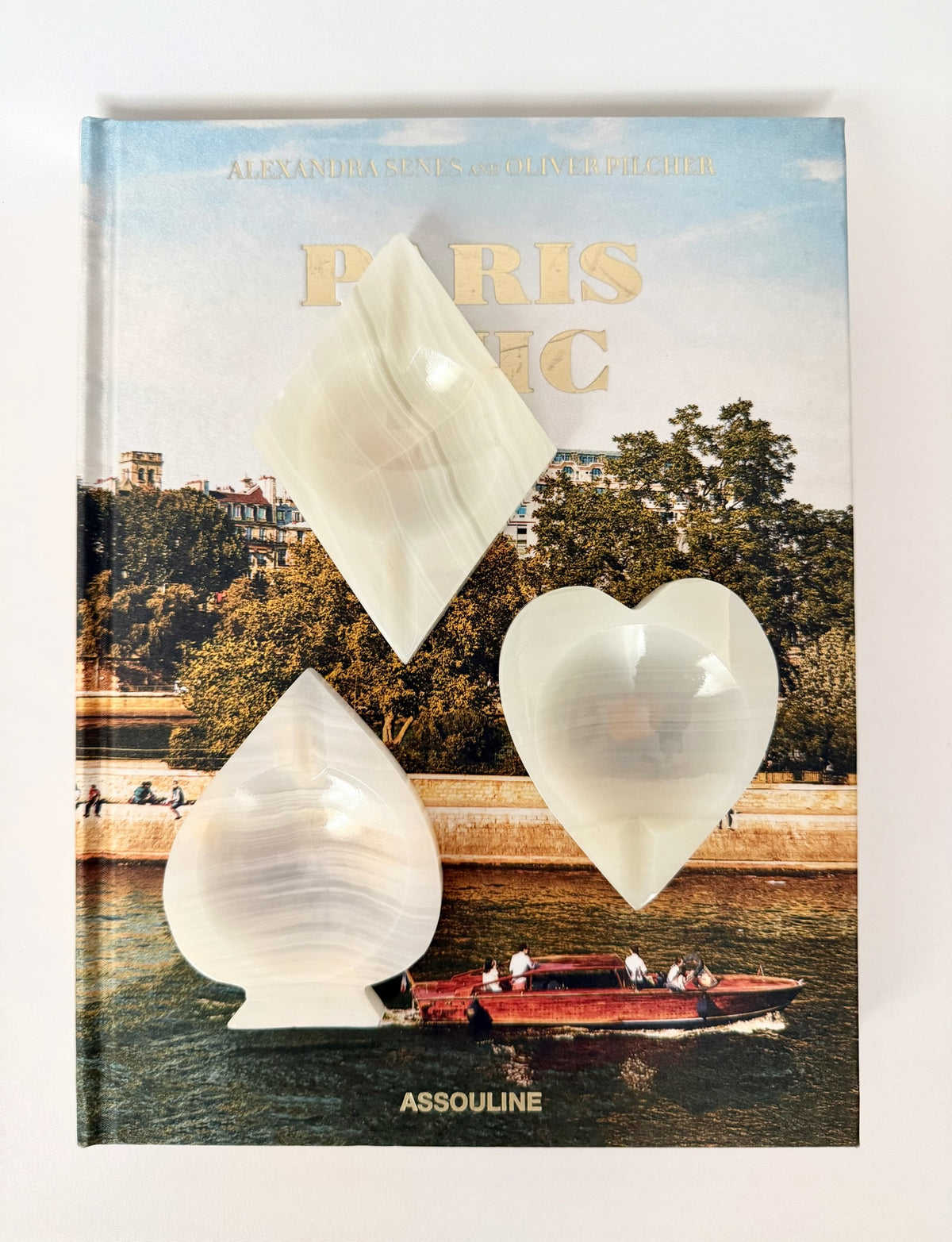 Vintage onyx set of three mini ashtrays in heart, club and diamond shape.