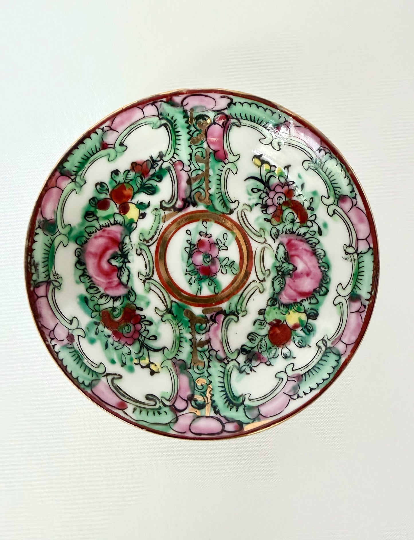 Peony Rose Canton Trinket Dish Pair