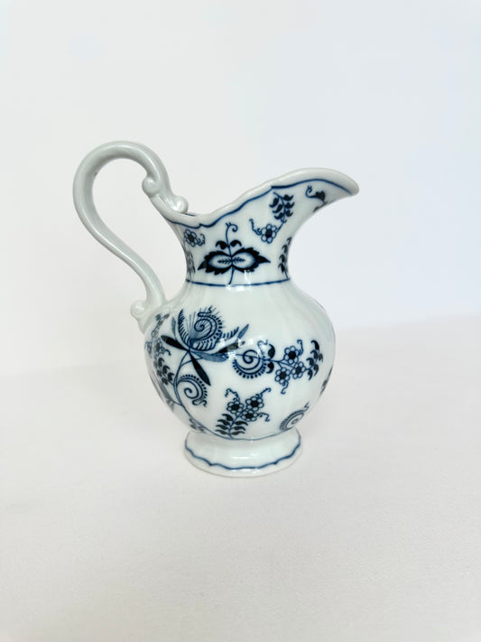vintage blue and white large creamer in the blue onion pattern by Danube 