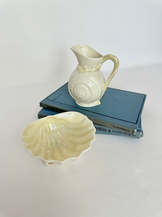 vintage Irish porcelain seashell sugar and creamer set