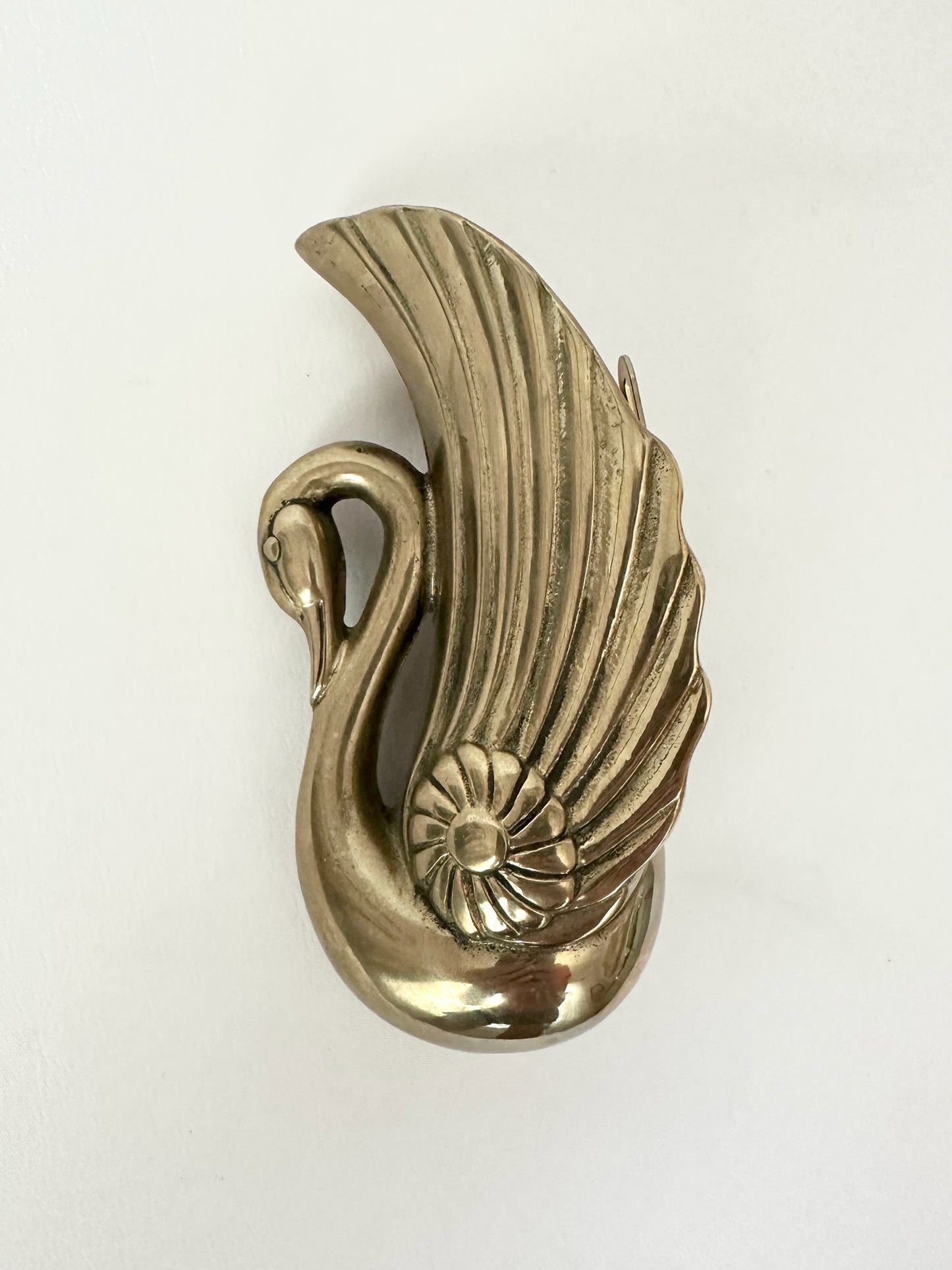 vintage swan shaped small brass wall pocket