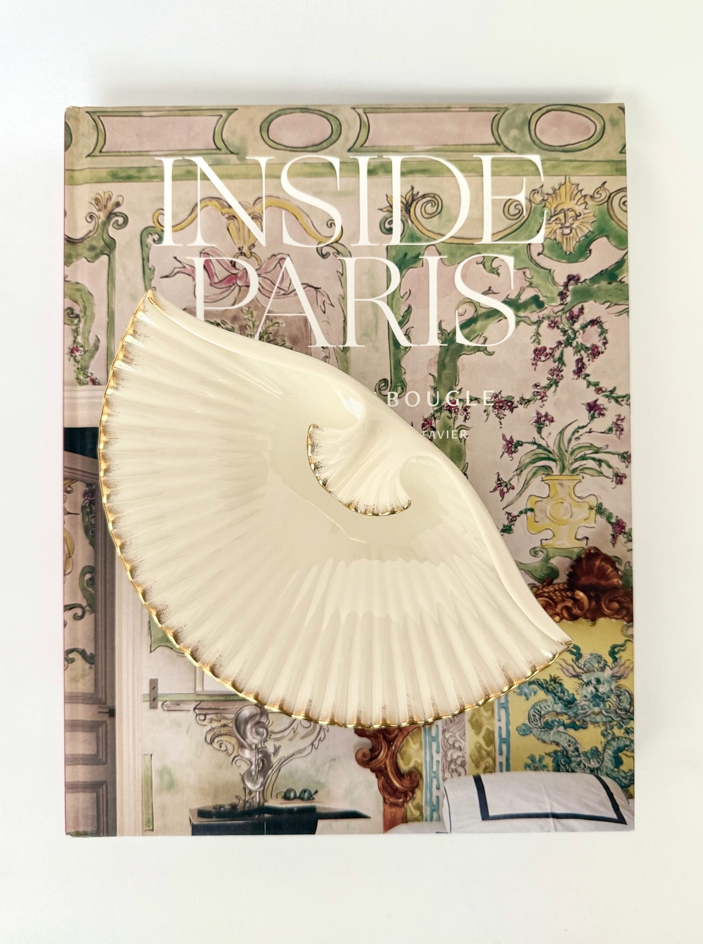 vintage bone china fan shaped shell ashtray trinket dish with 24kt gold trim by lenox
