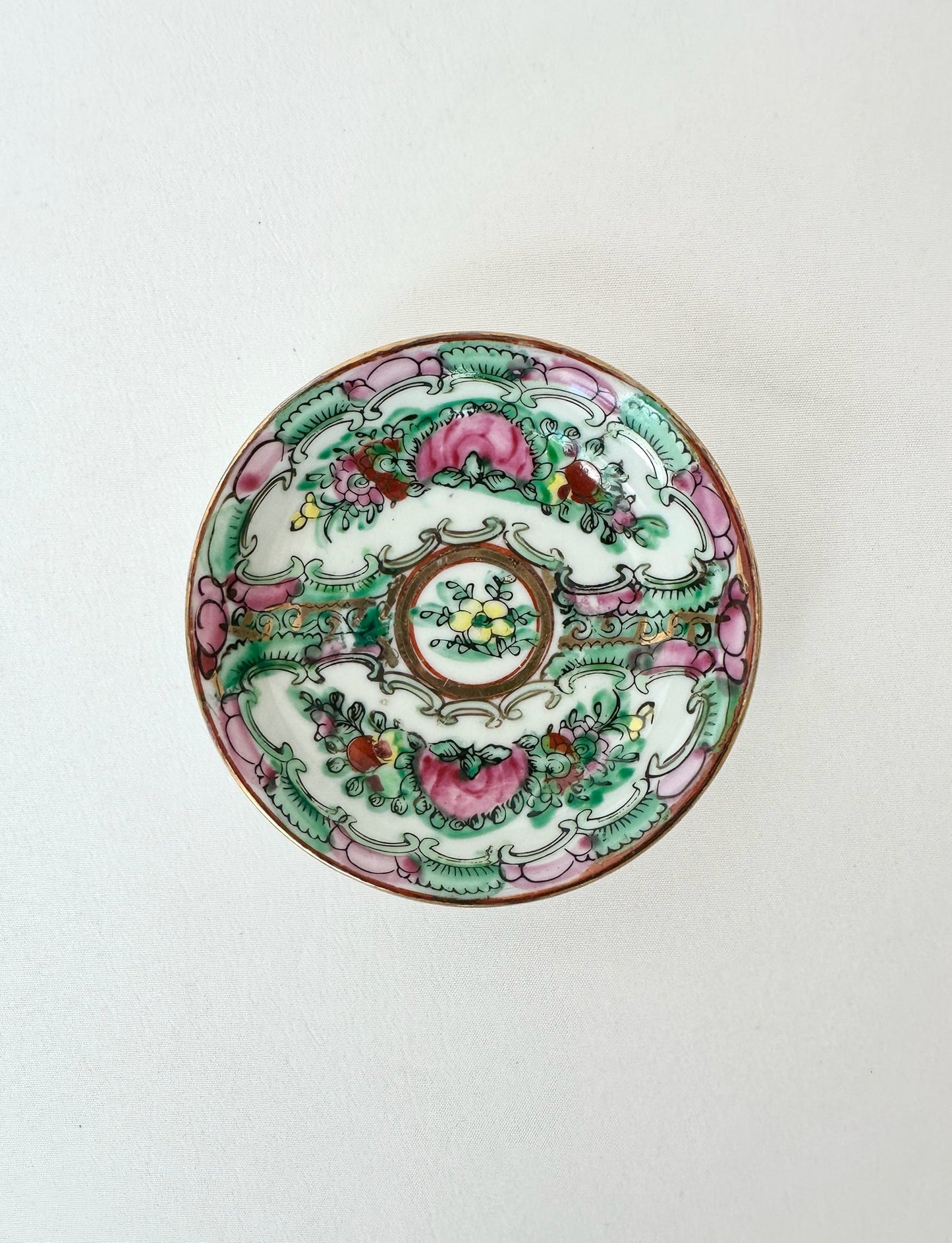 Peony Rose Canton Trinket Dish Pair
